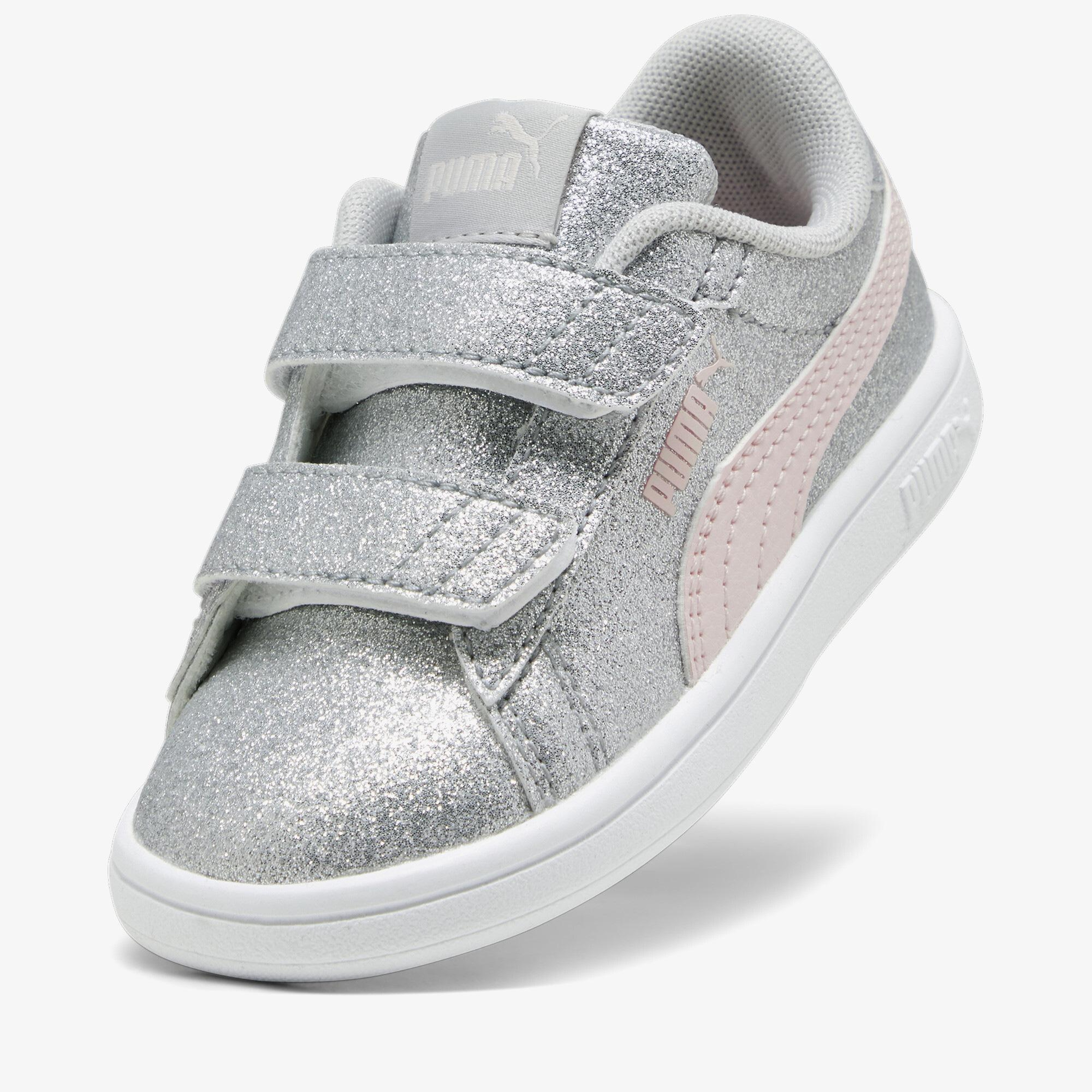 Puma Smash 3.0 Glit Glam V In Çocuk Gri Spor Ayakkabı