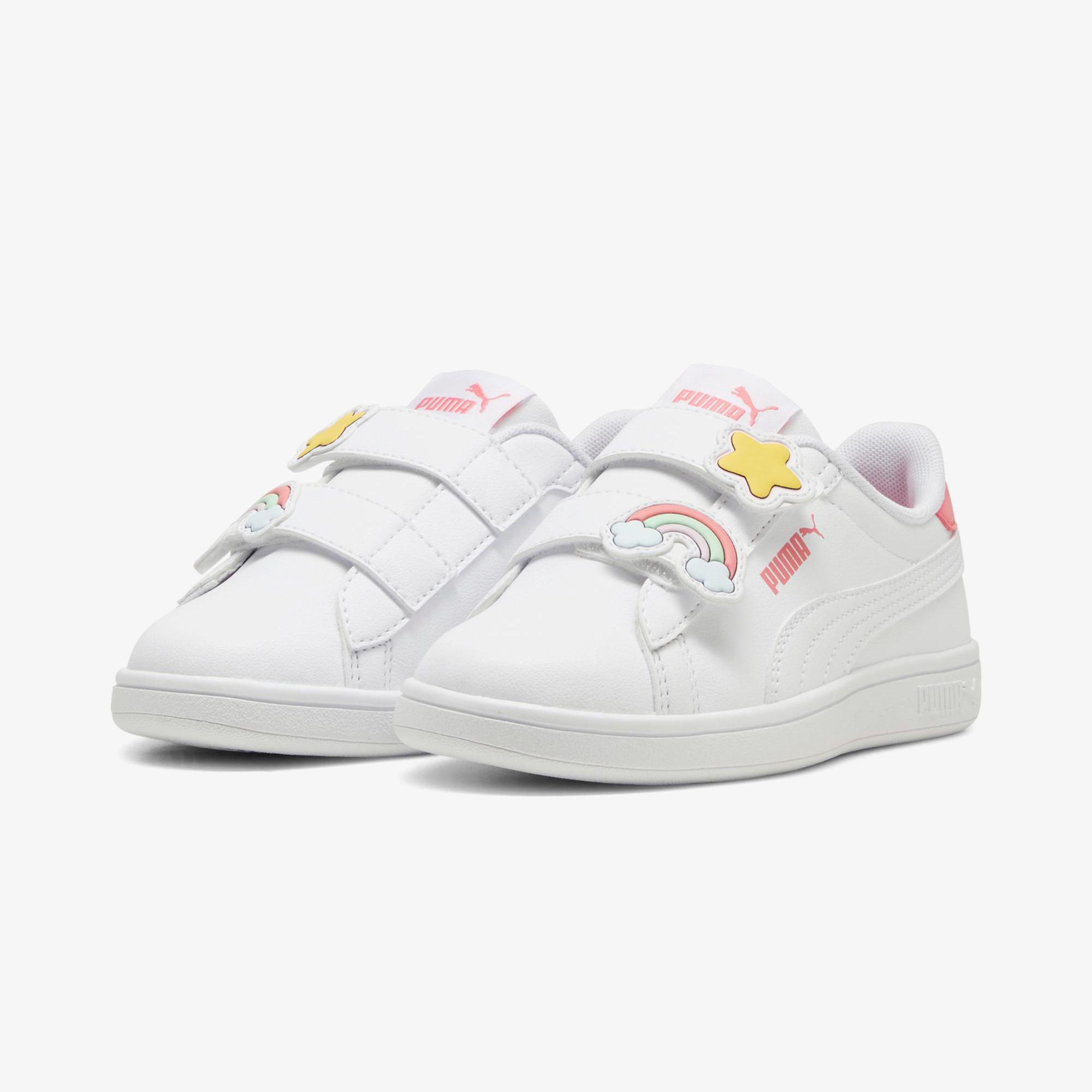 Puma Smash 3.0 Badges V PS Çocuk Beyaz Spor Ayakkabı