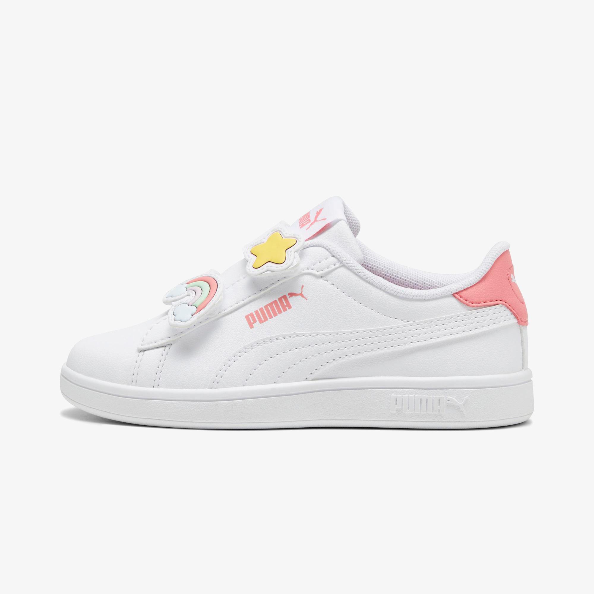 Puma Smash 3.0 Badges V PS Çocuk Beyaz Spor Ayakkabı