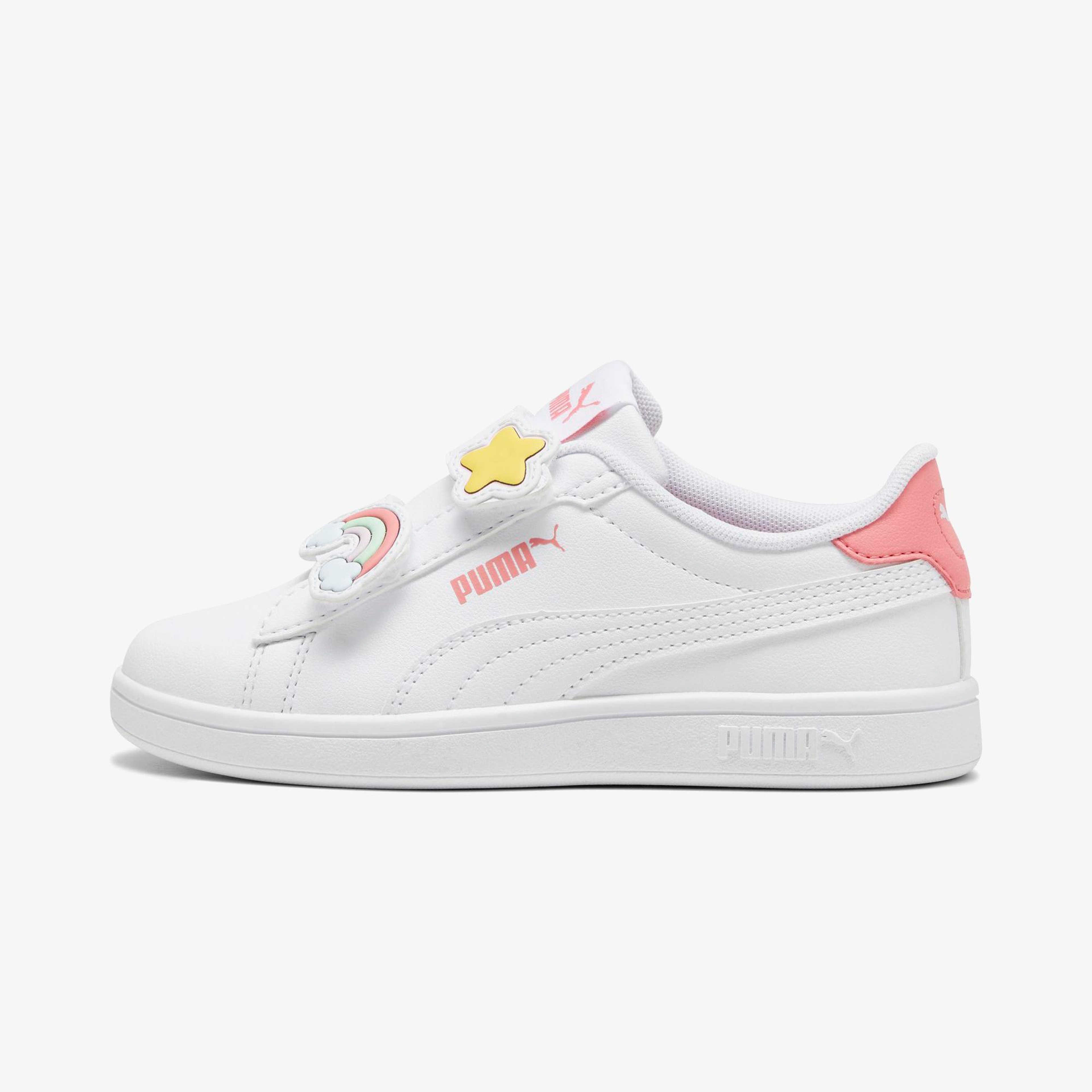 Puma Smash 3.0 Badges V PS Çocuk Beyaz Spor Ayakkabı