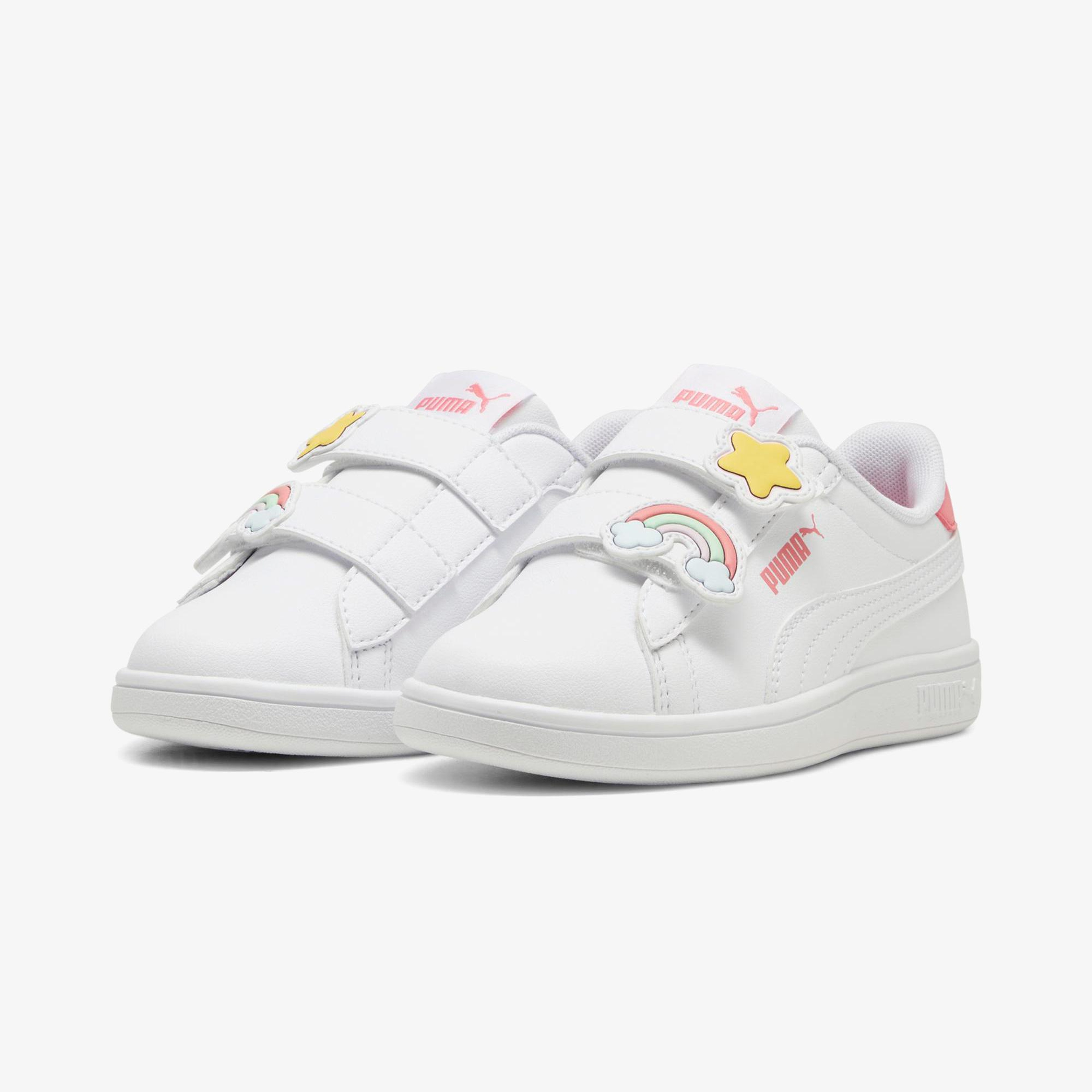 Puma Smash 3.0 Badges V PS Çocuk Beyaz Spor Ayakkabı