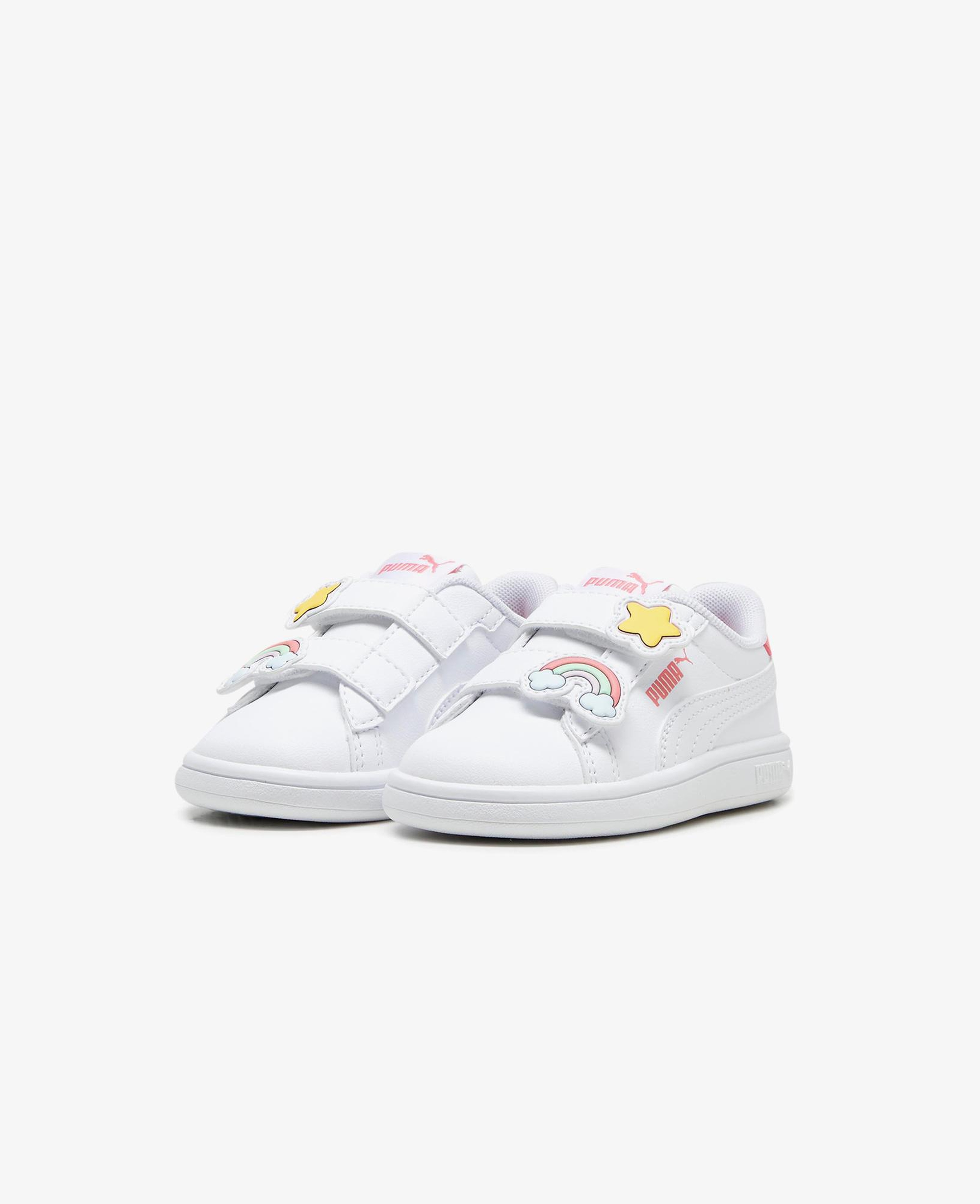 Puma Smash 3.0 Badges V Çocuk Beyaz Spor Ayakkabı