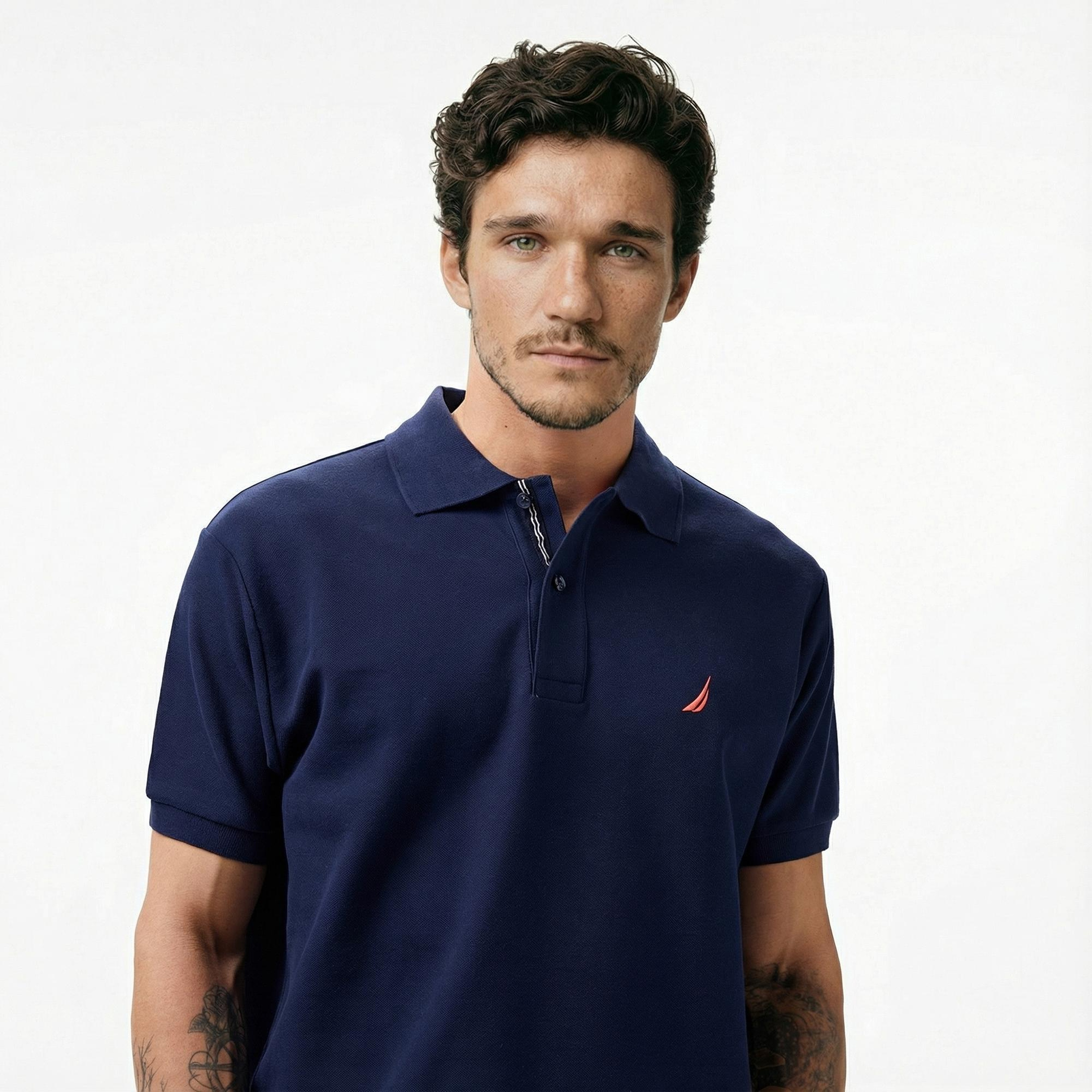 Nautica Erkek Lacivert Classic Fit Kısa Kollu Polo Yaka T-Shirt