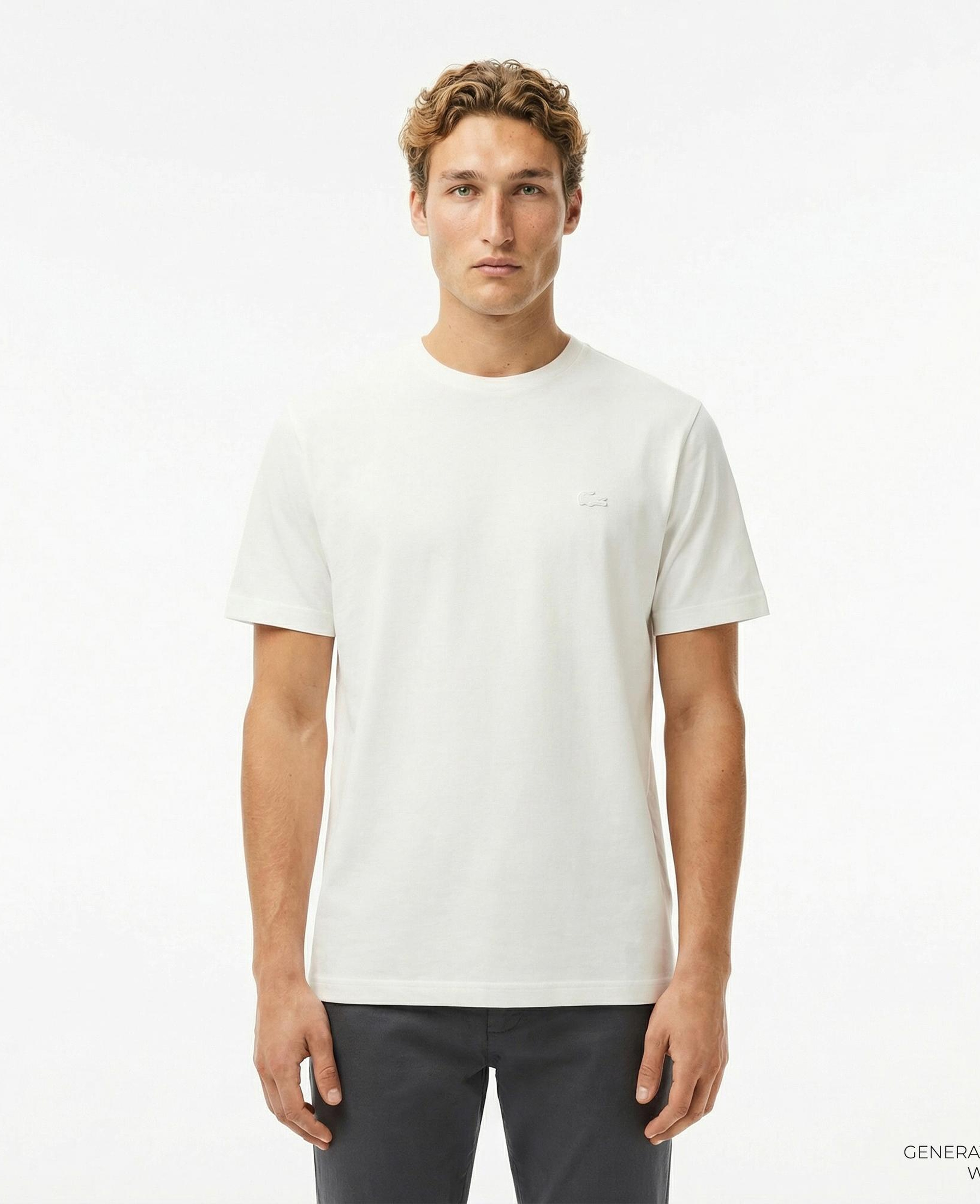 Lacoste Erkek Relaxed Fit Bisiklet Yaka Beyaz T-Shirt