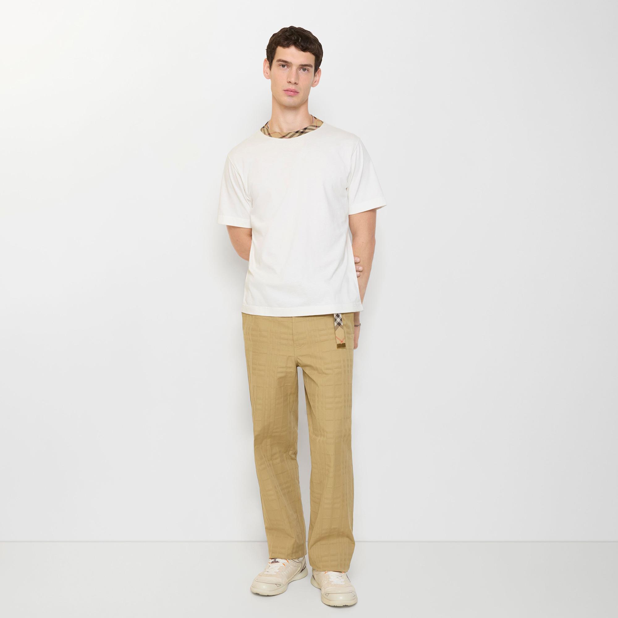 Burberry Textured Check Cotton Erkek Kahverengi Pantolon