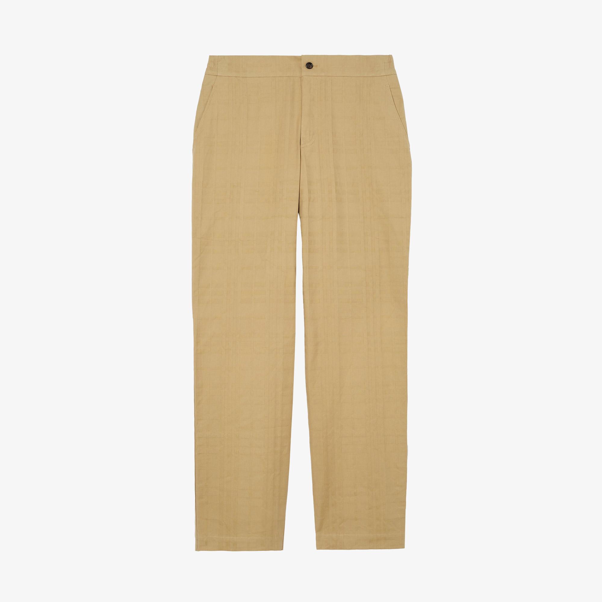 Burberry Textured Check Cotton Erkek Kahverengi Pantolon