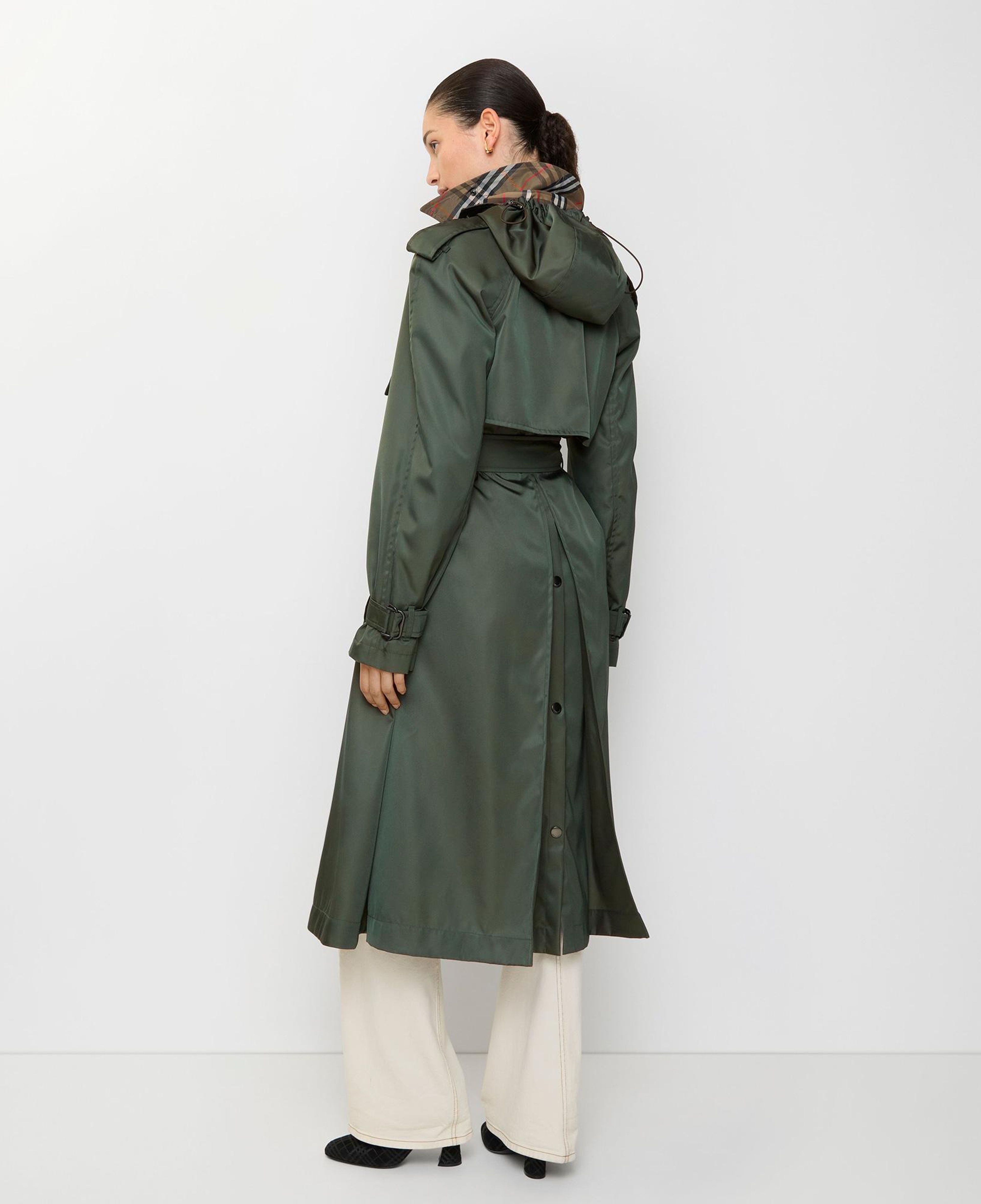 Burberry Long Nylon Hooded Kadın Yeşil Trençkot