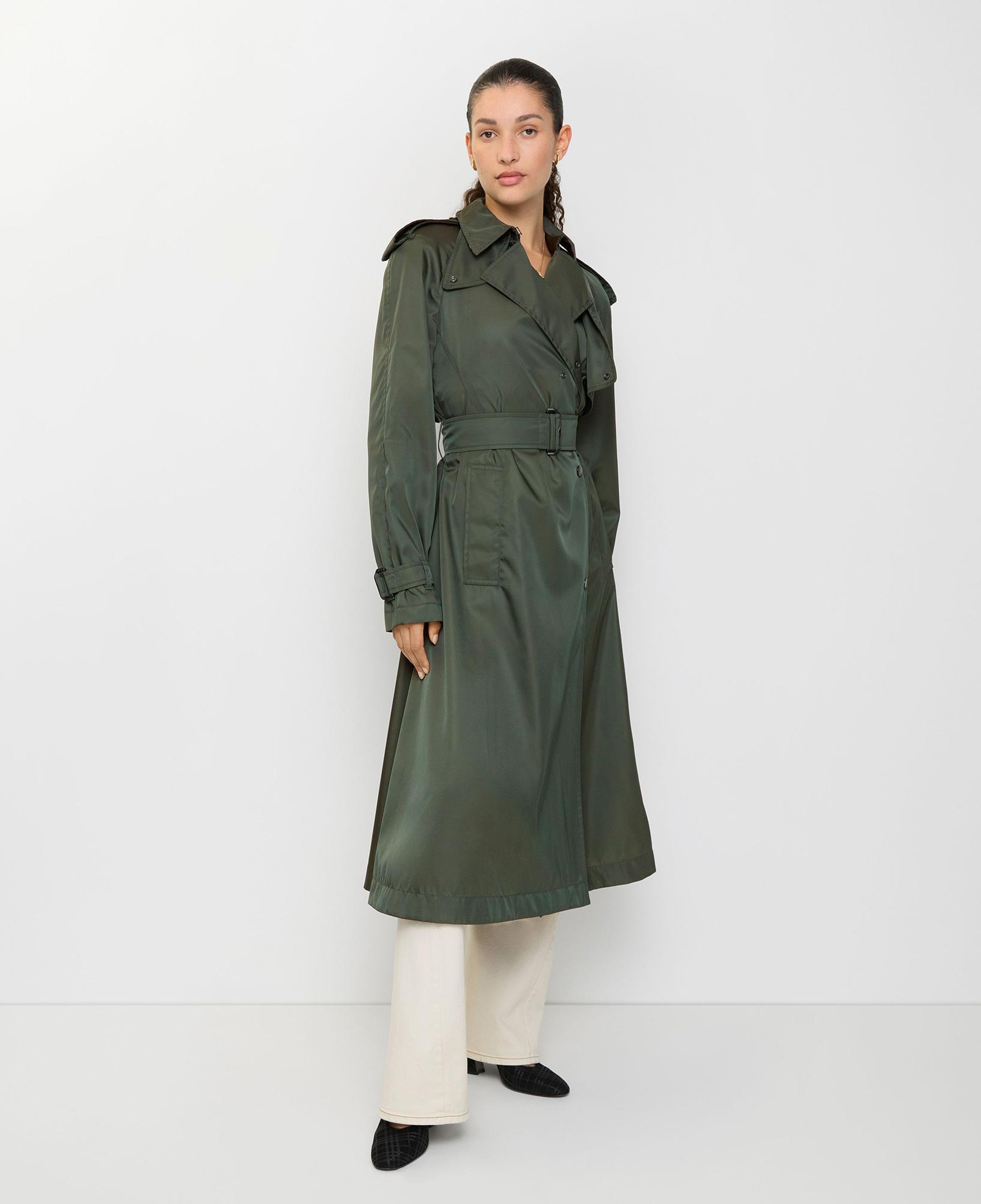 Burberry Long Nylon Hooded Kadın Yeşil Trençkot