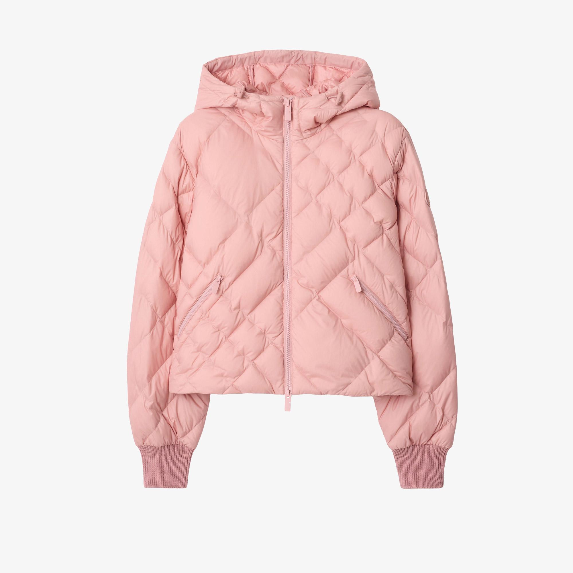 Burberry Check-Stitch Nylon Delley Puffer Kadın Pembe Mont