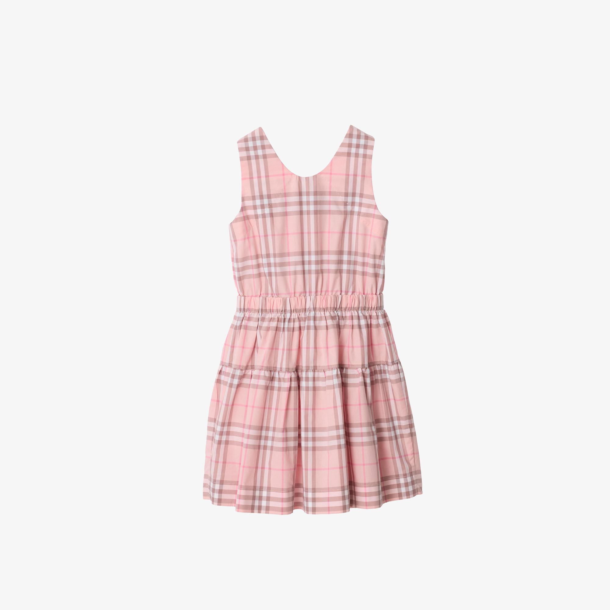 Burberry Check Cotton Çocuk Pembe Elbise