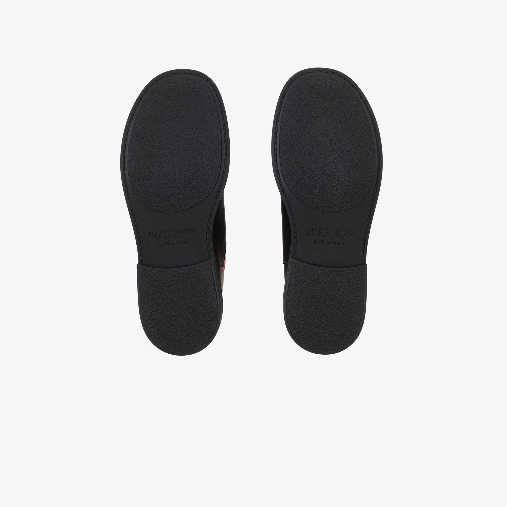 Burberry Check Panel Leather Çocuk Siyah Bot