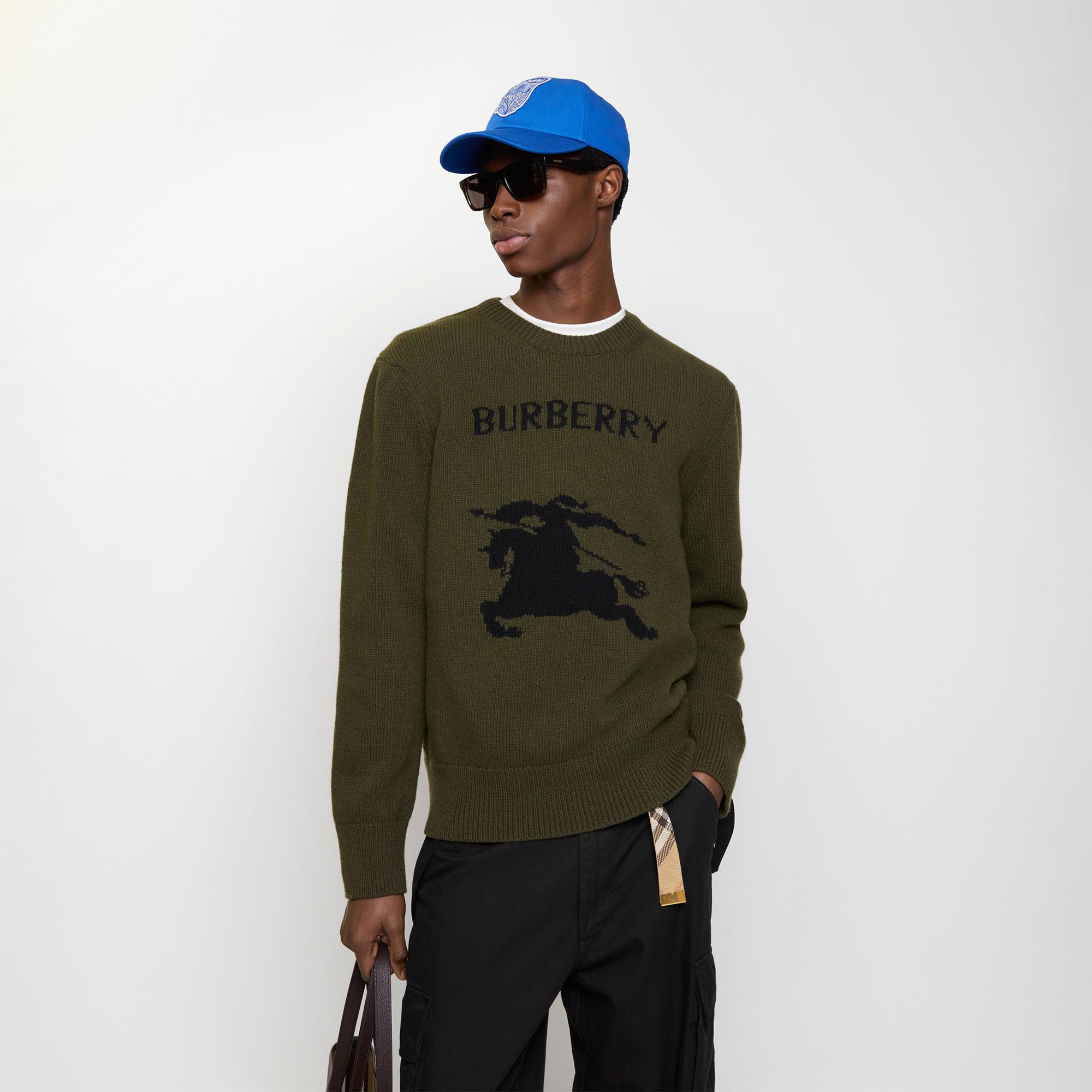 Burberry Ekd Wool Cashmere Erkek Haki Trıko