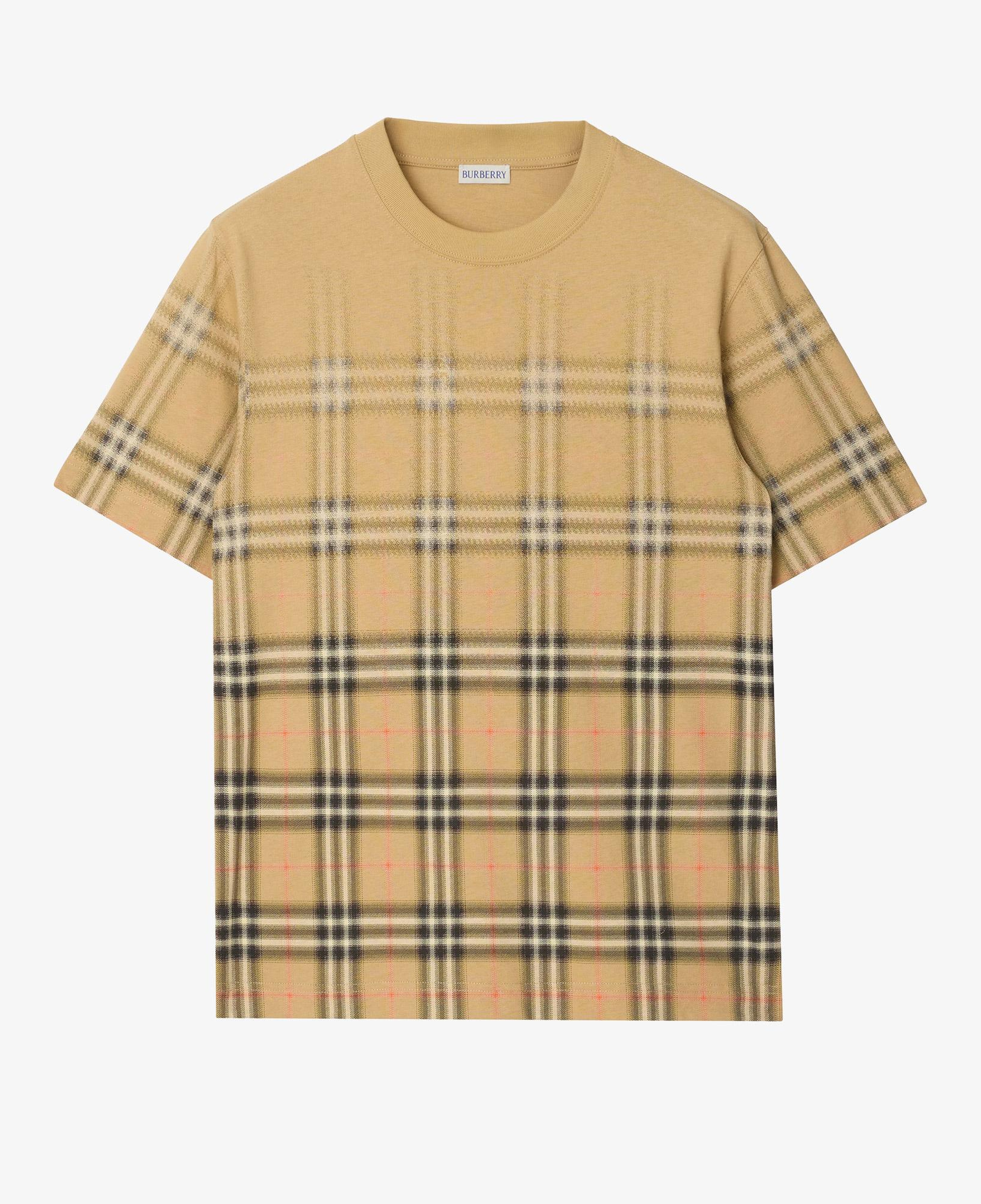 Burberry Gradient Check Cotton Erkek Bej T-Shirt
