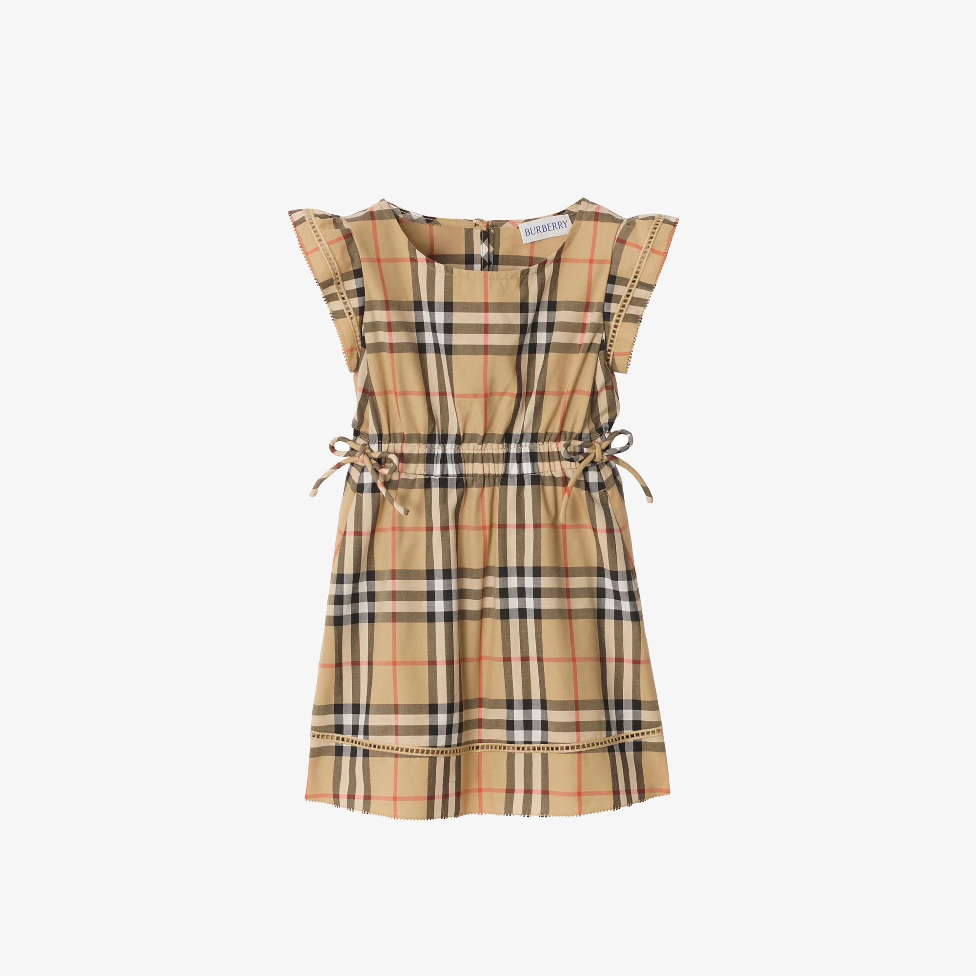 Burberry Check Cotton Çocuk Bej Elbise