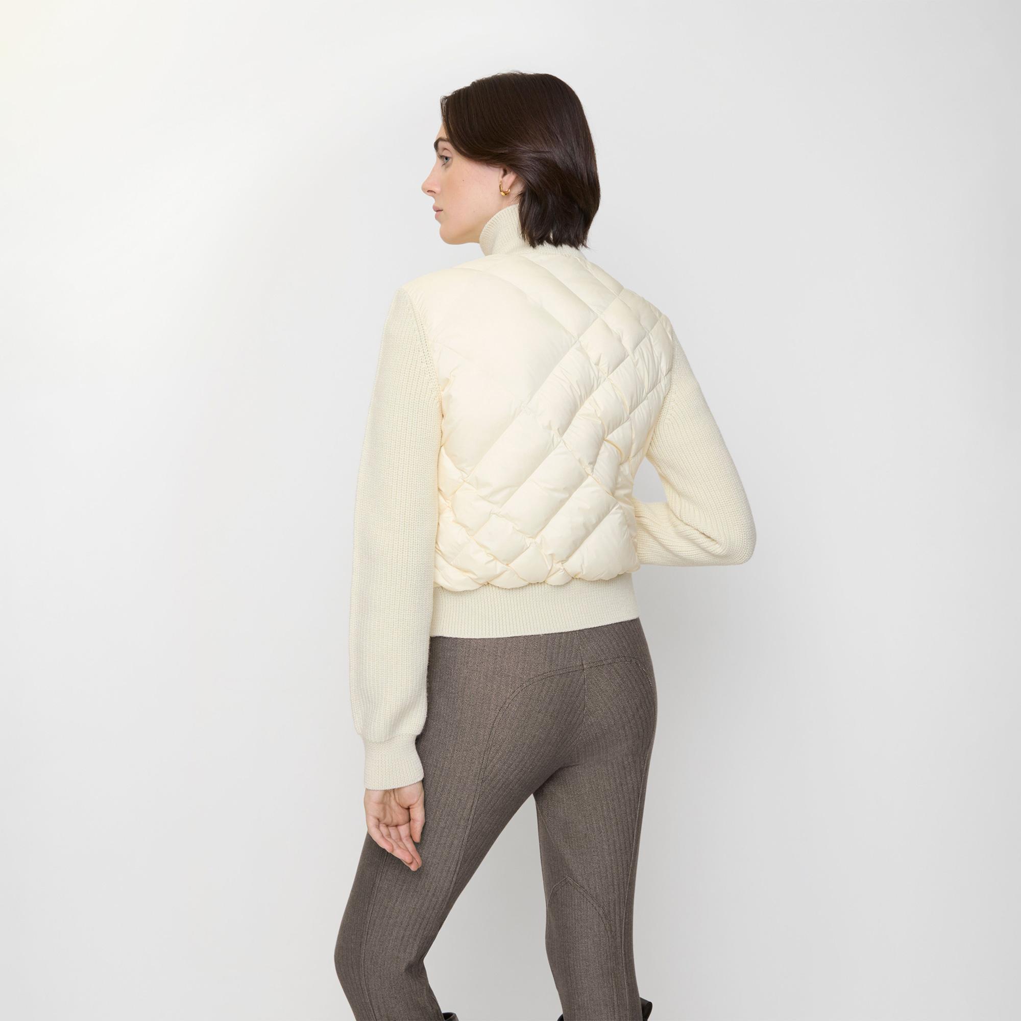 Burberry Check-Stitch Nylon And Wool Kadın Beyaz Mont