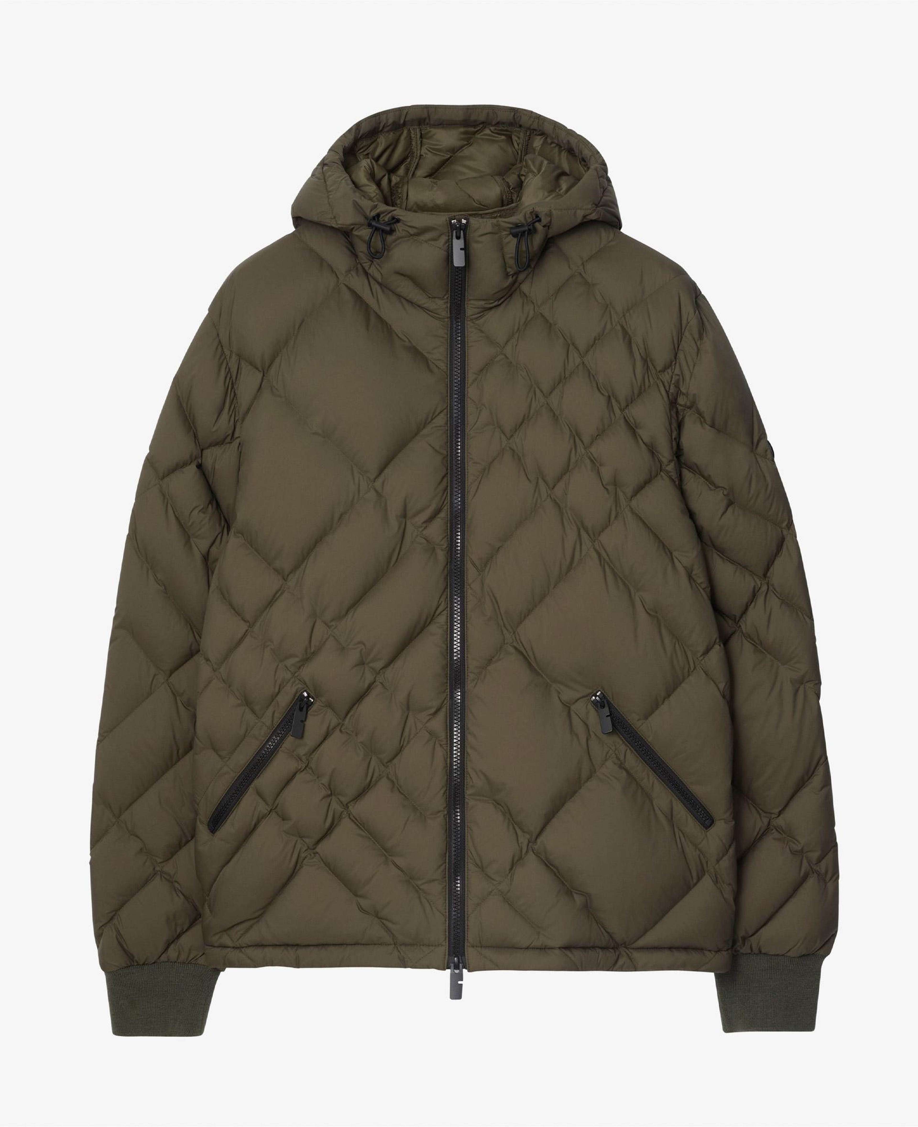 Burberry Check-Stitch Nylon Doversgreen Puffer Erkek Haki Mont