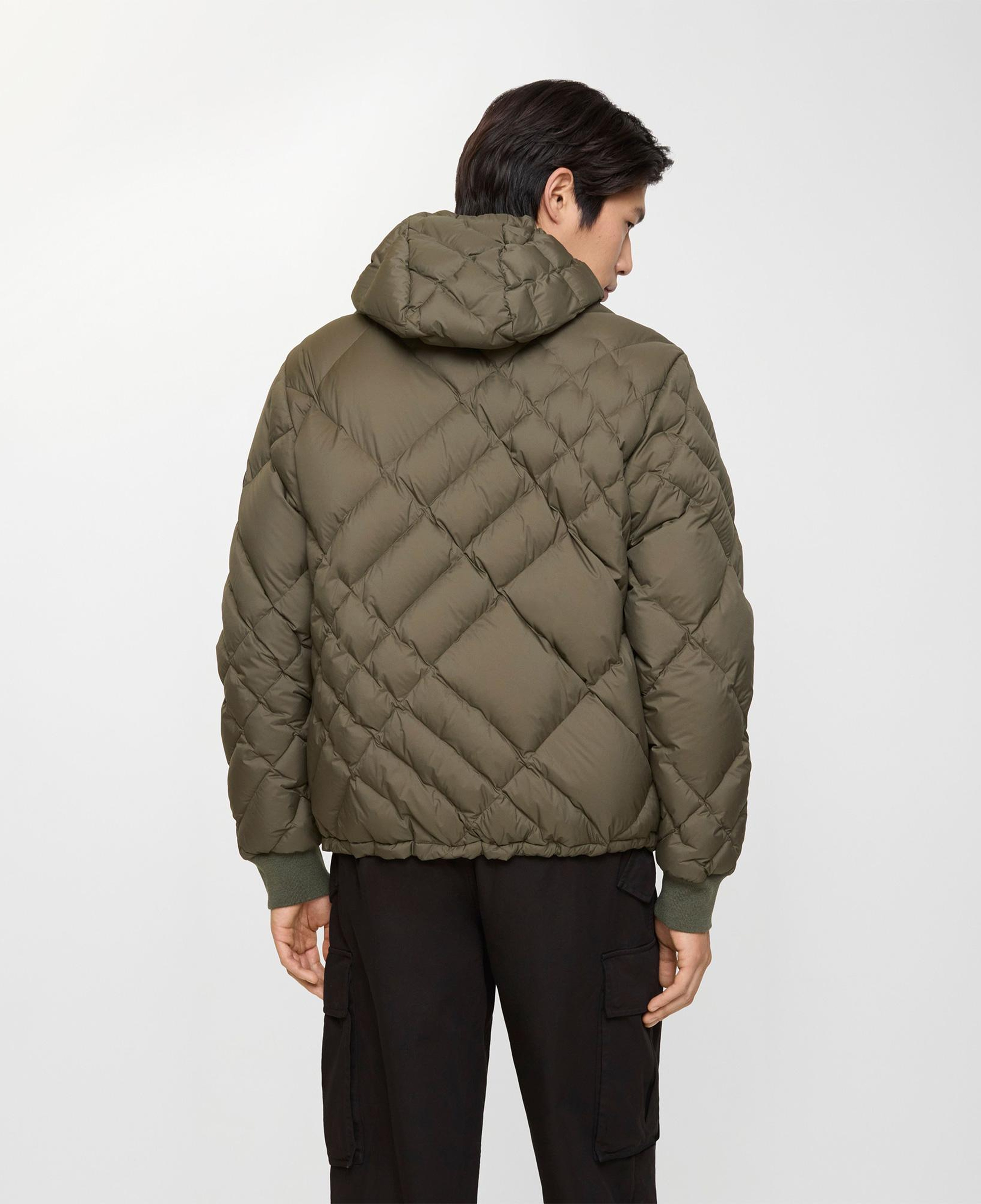 Burberry Check-Stitch Nylon Doversgreen Puffer Erkek Haki Mont