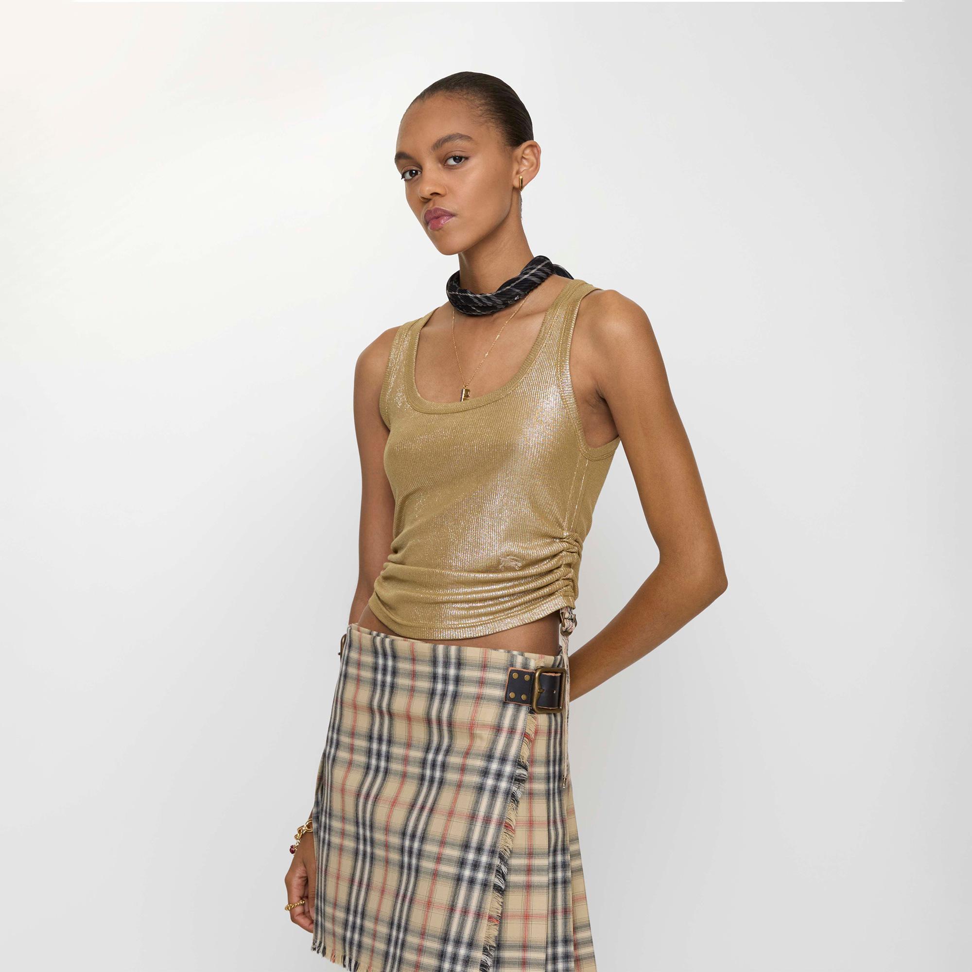 Burberry Festival Viscose Tank Kadın Kahverengi T-Shirt