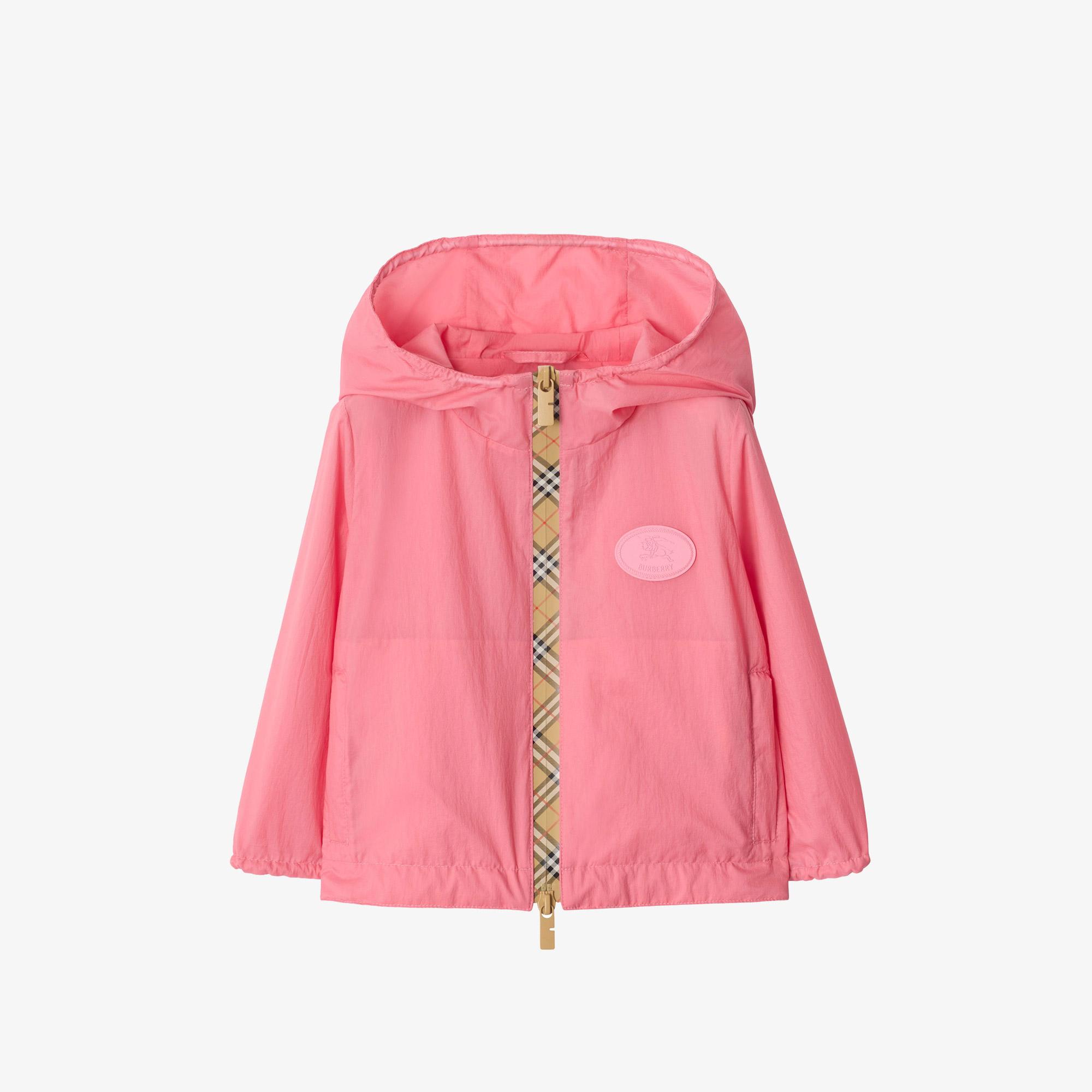 Burberry Checker-Tape Nylon Hooded Çocuk Pembe Mont
