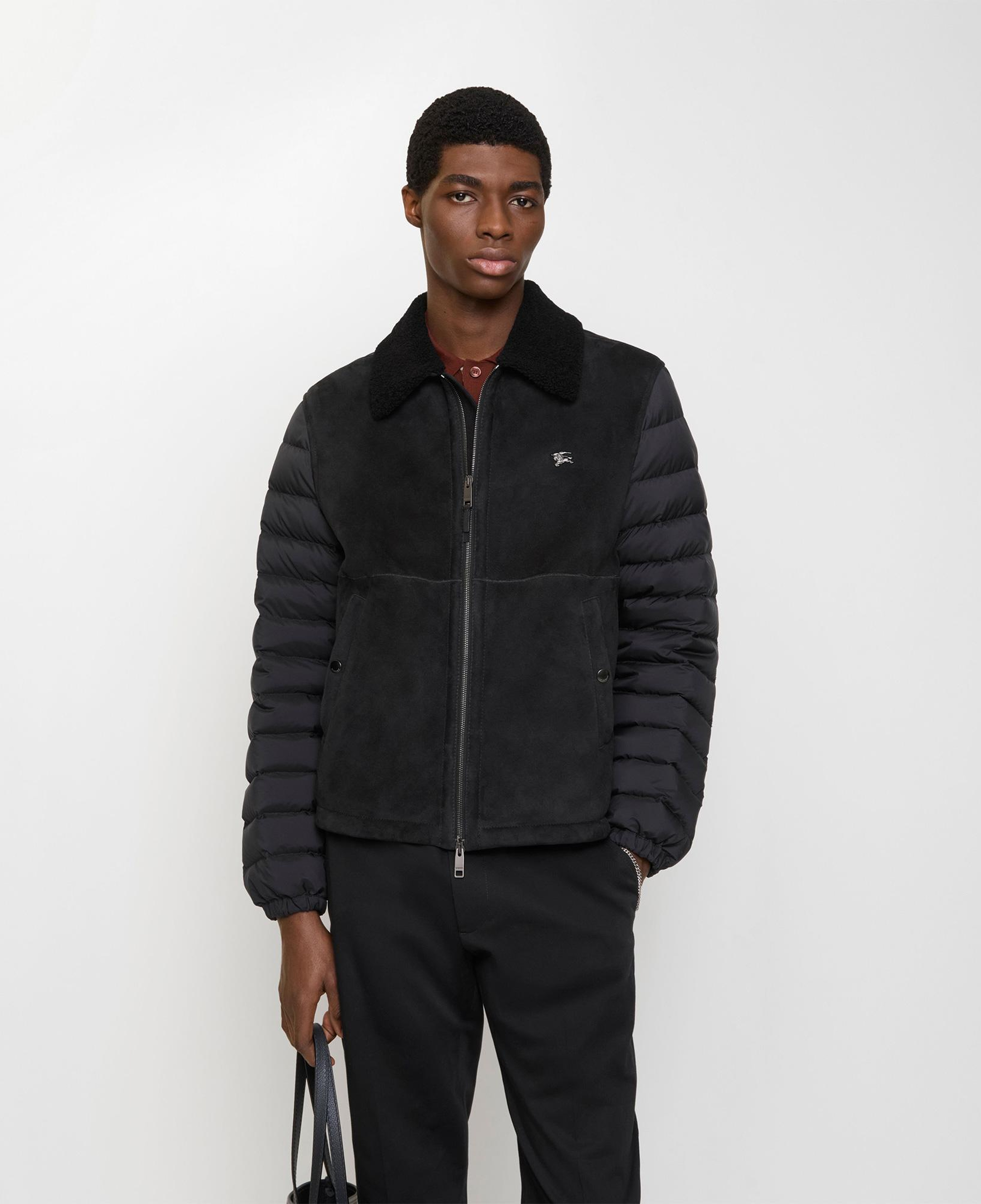Burberry Shearling Nylon Puffer Erkek Siyah Mont