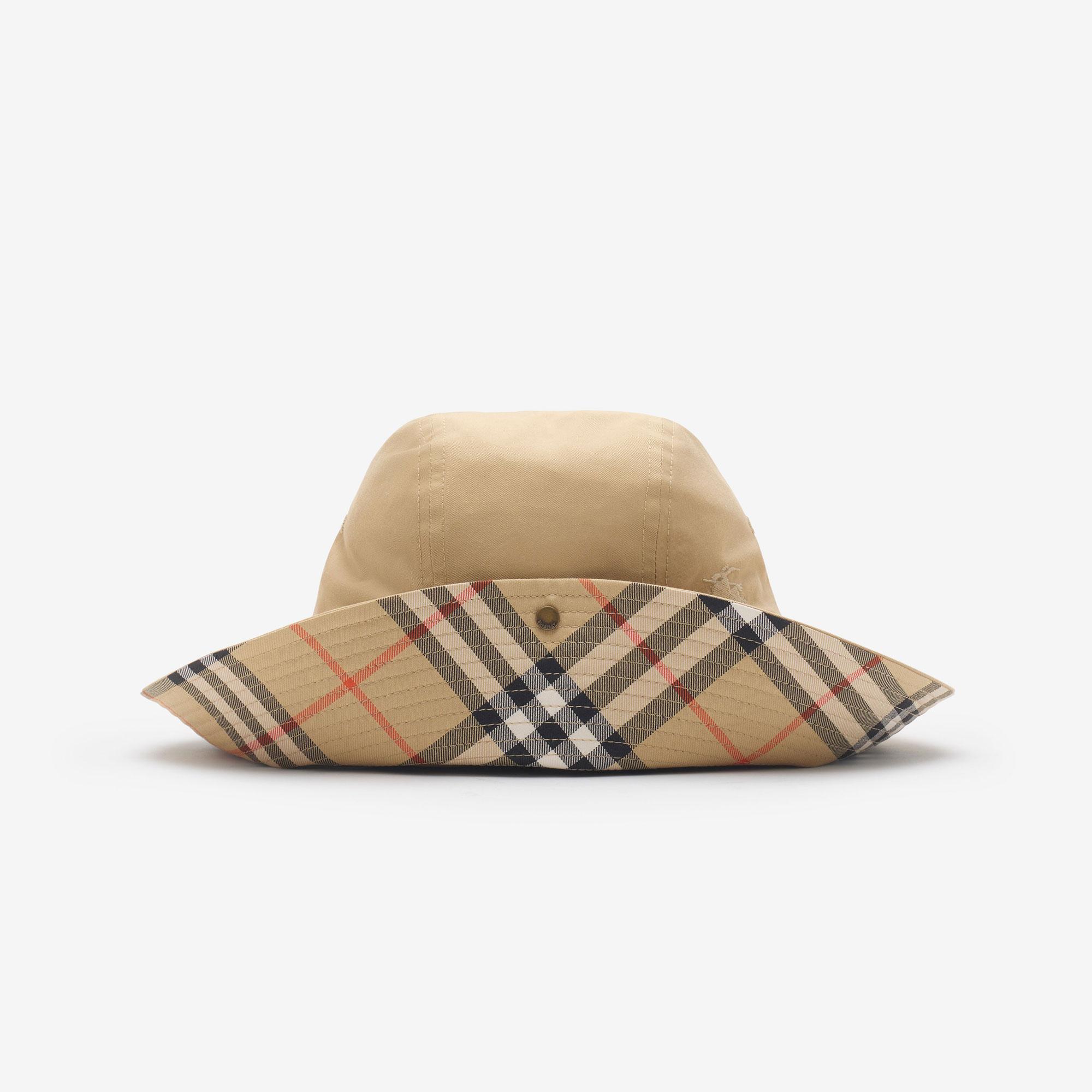 Burberry Check Brim Gabardine Erkek Bej Şapka