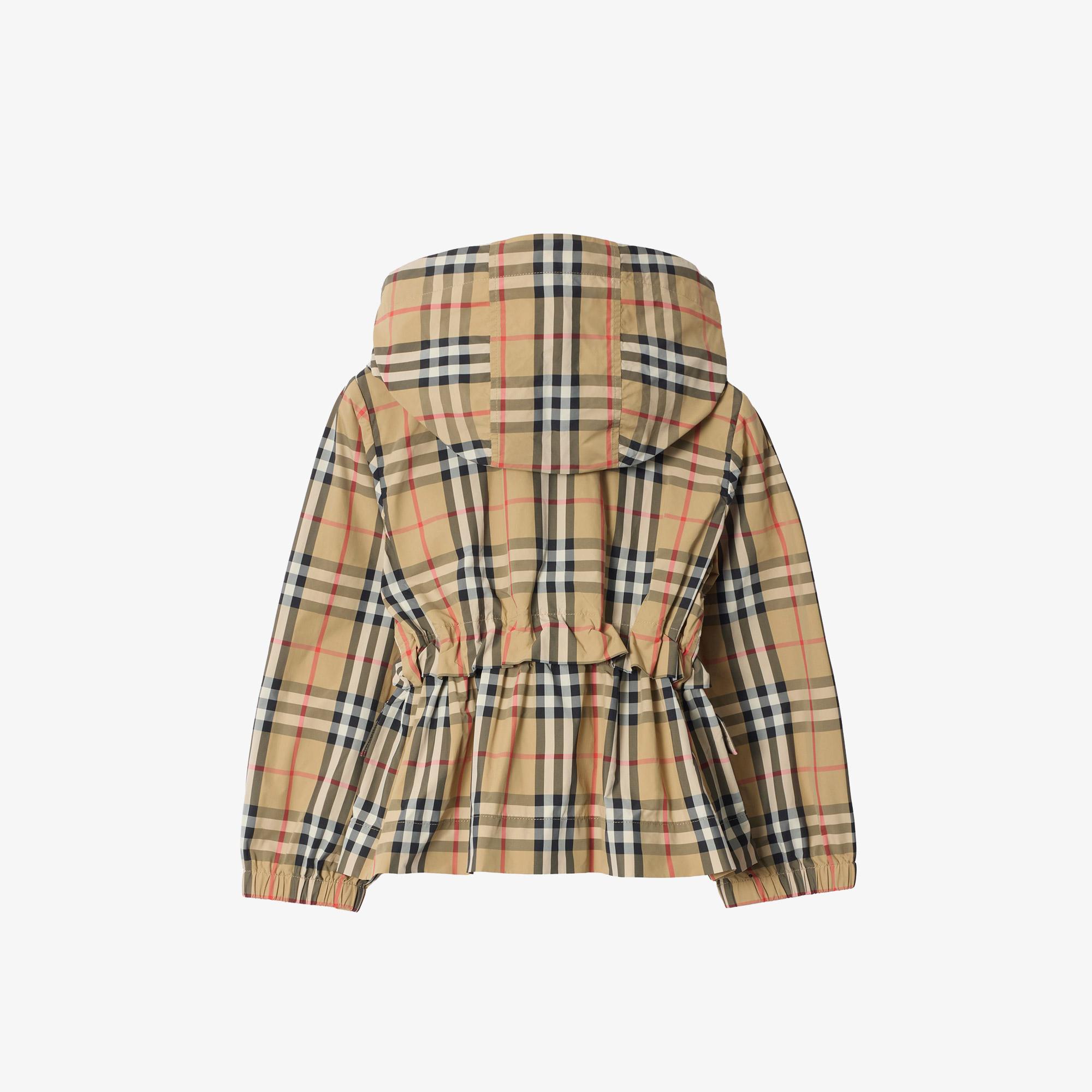 Burberry Check Nylon Hooded Çocuk Bej Mont