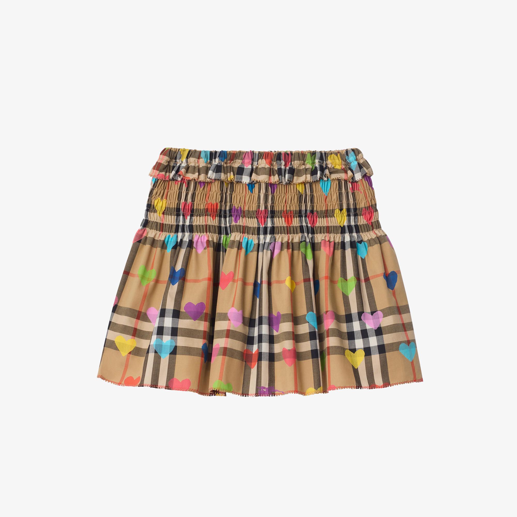 Burberry Heart Check Cotton Çocuk Bej Etek