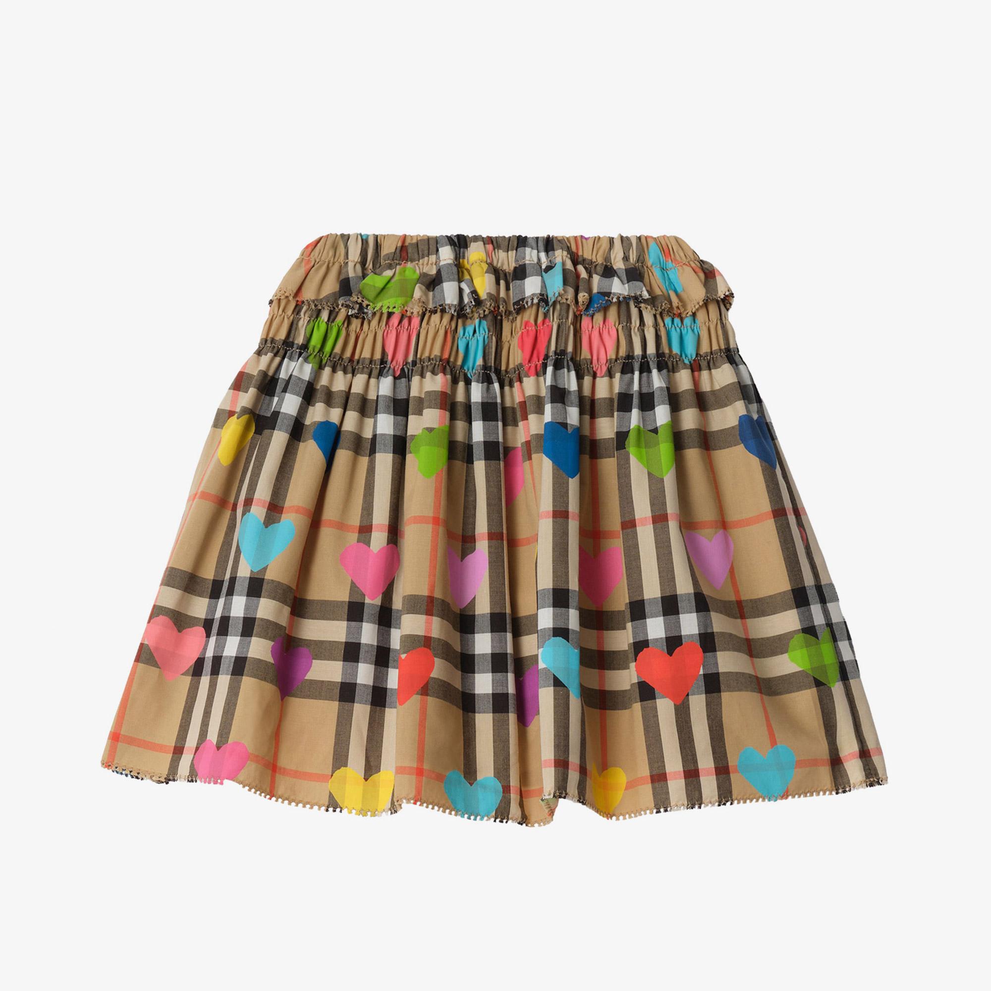 Burberry Heart Check Cotton Çocuk Bej Etek