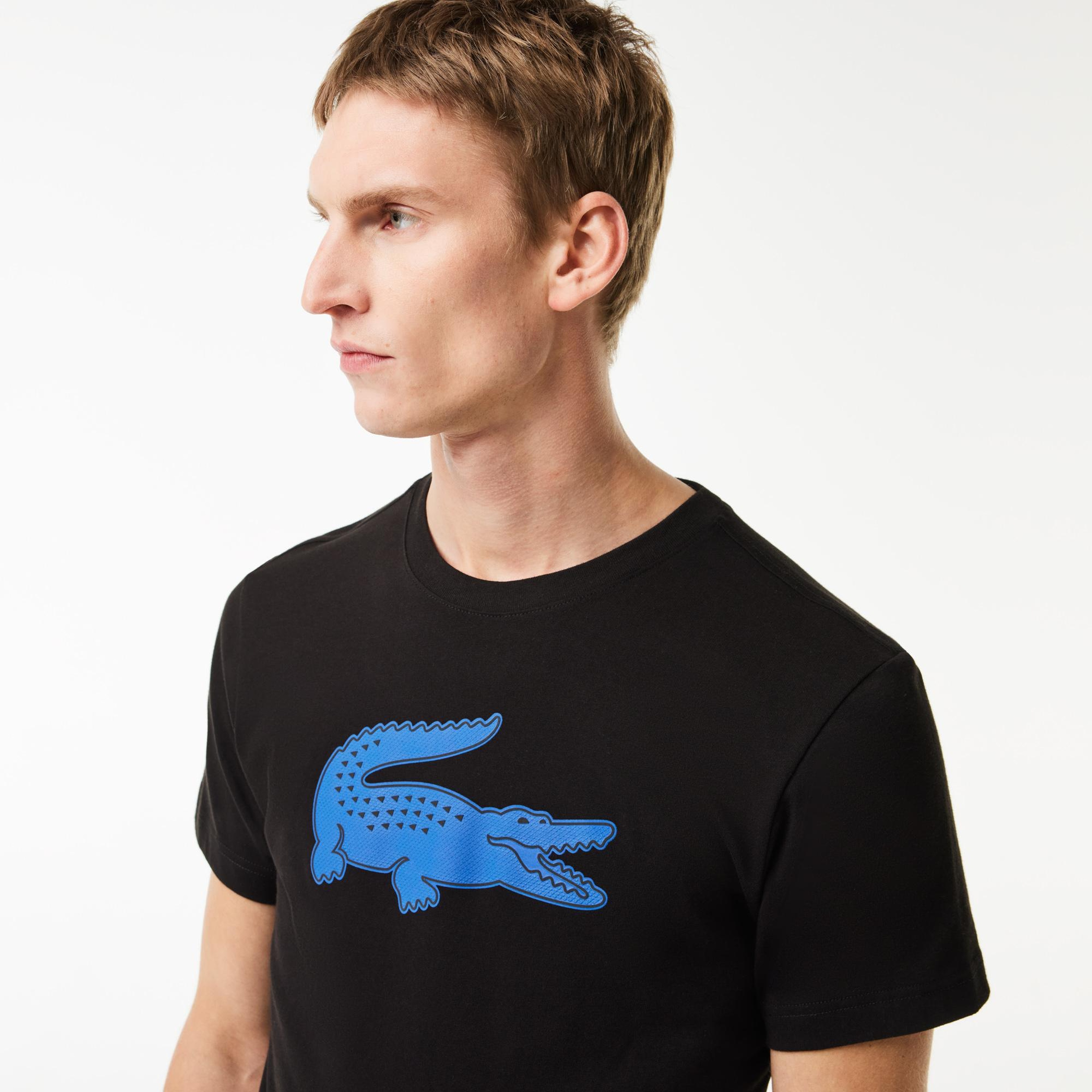 Lacoste Erkek Regular Fit Bisiklet Yaka Baskılı Siyah T-Shirt