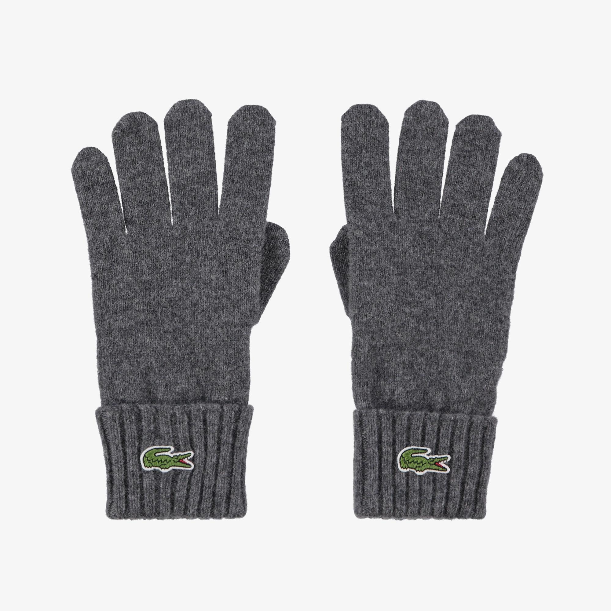 Lacoste Unisex Renk Bloklu Koyu Gri Eldiven