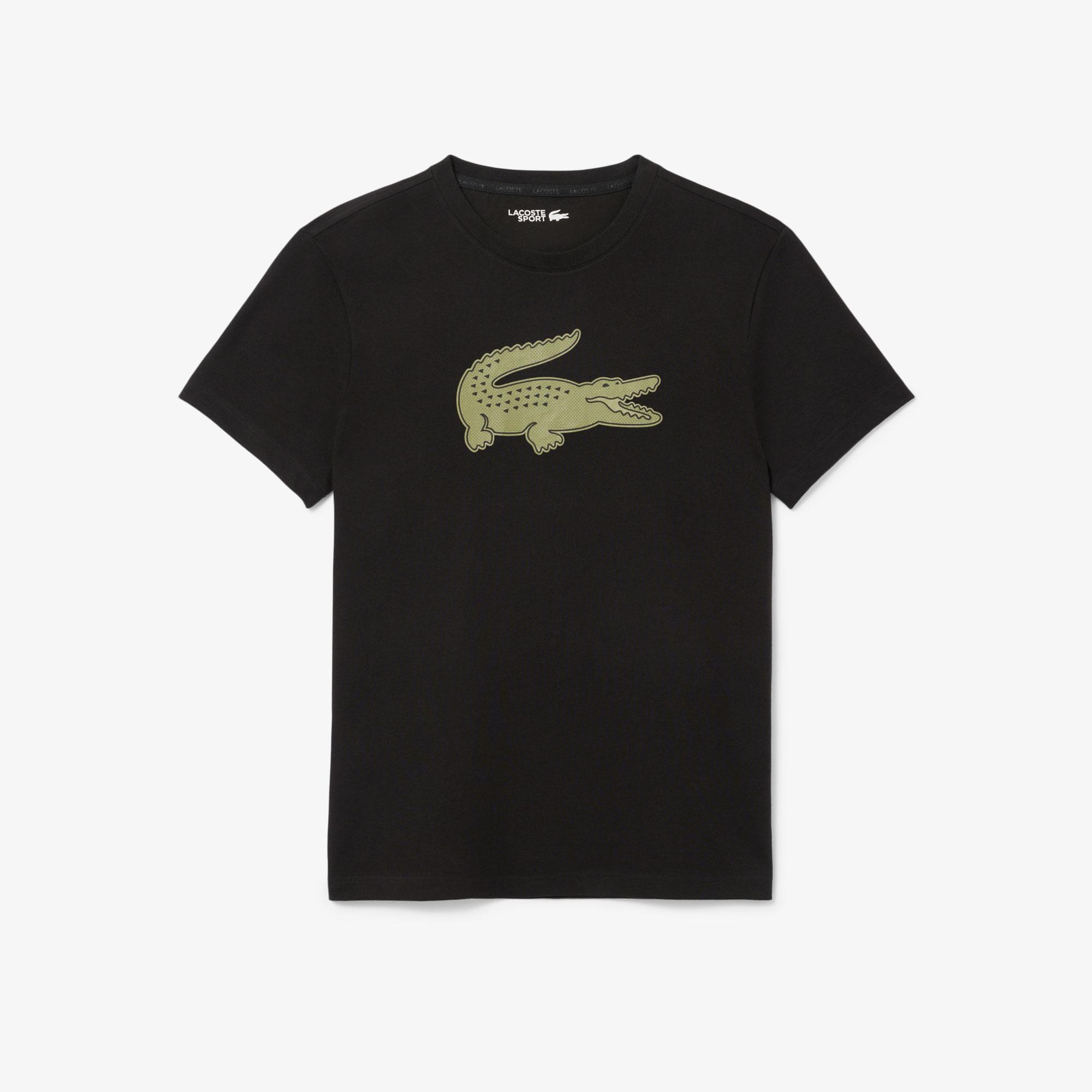 Lacoste Erkek Regular Fit Bisiklet Yaka Baskılı Siyah T-Shirt