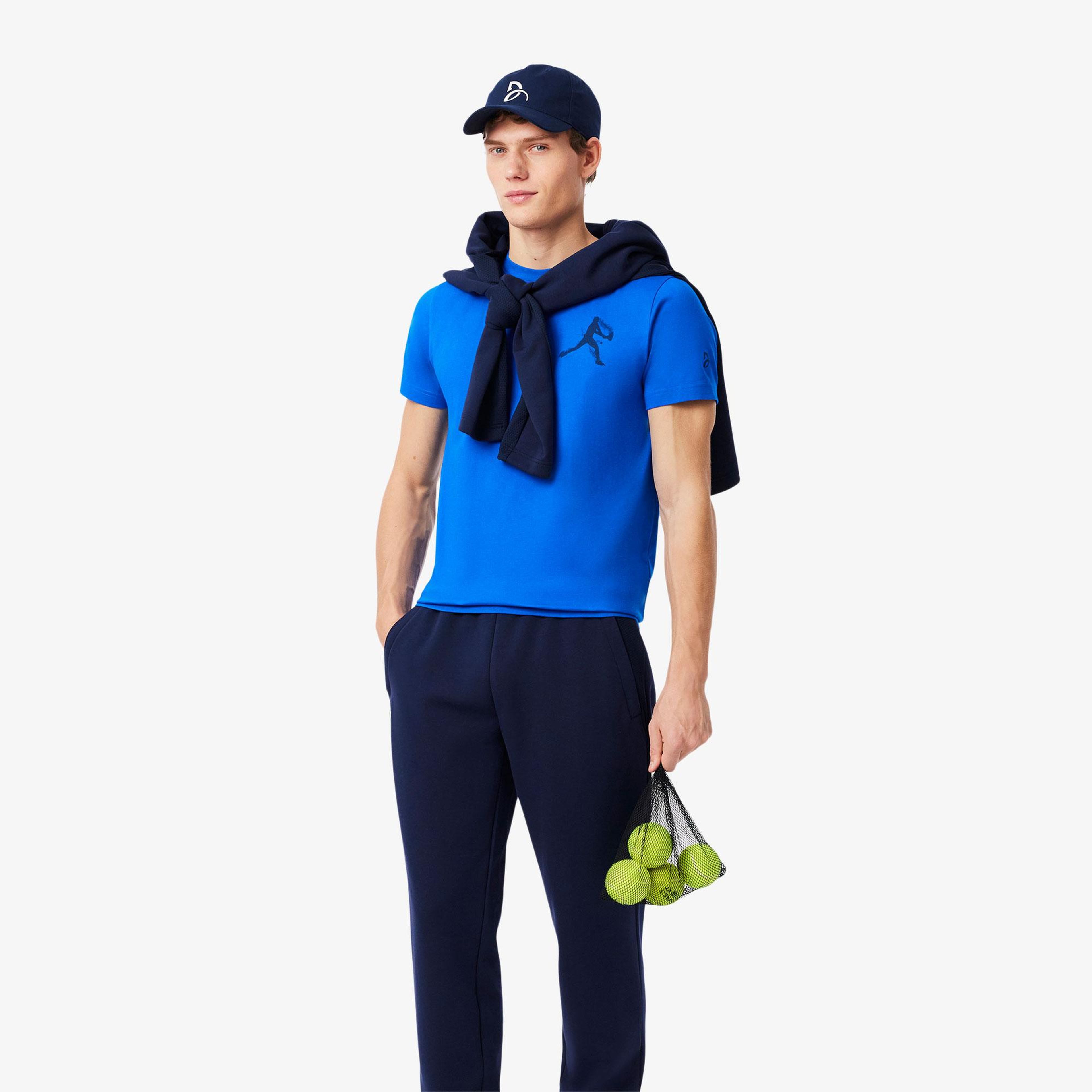 Lacoste Tennis x Novak Djokovic Erkek Regular Fit Bisiklet Yaka Baskılı Lacivert T-Shirt & Şapka Seti