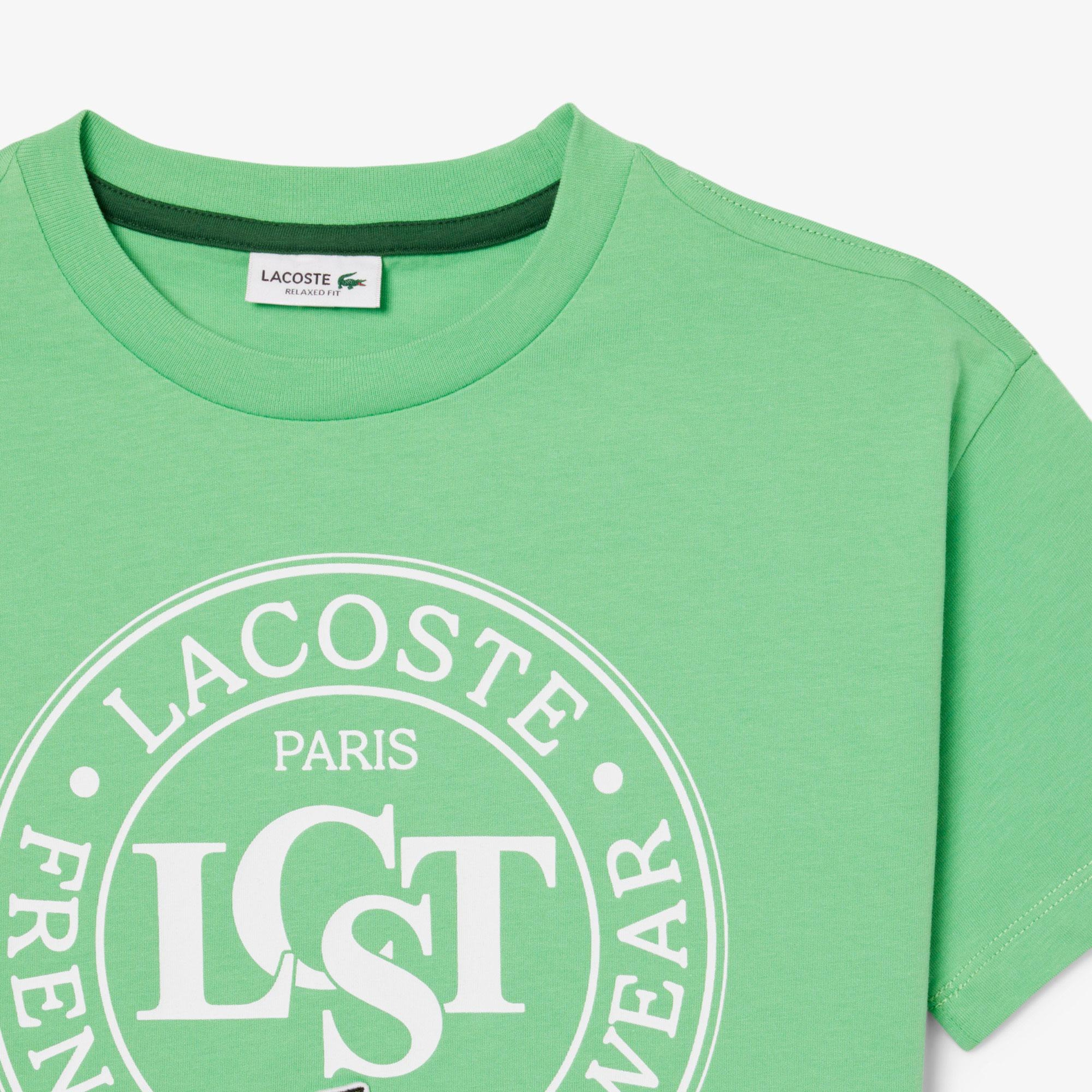 Lacoste Çocuk Bisiklet Yaka Baskılı Yeşil T-shirt