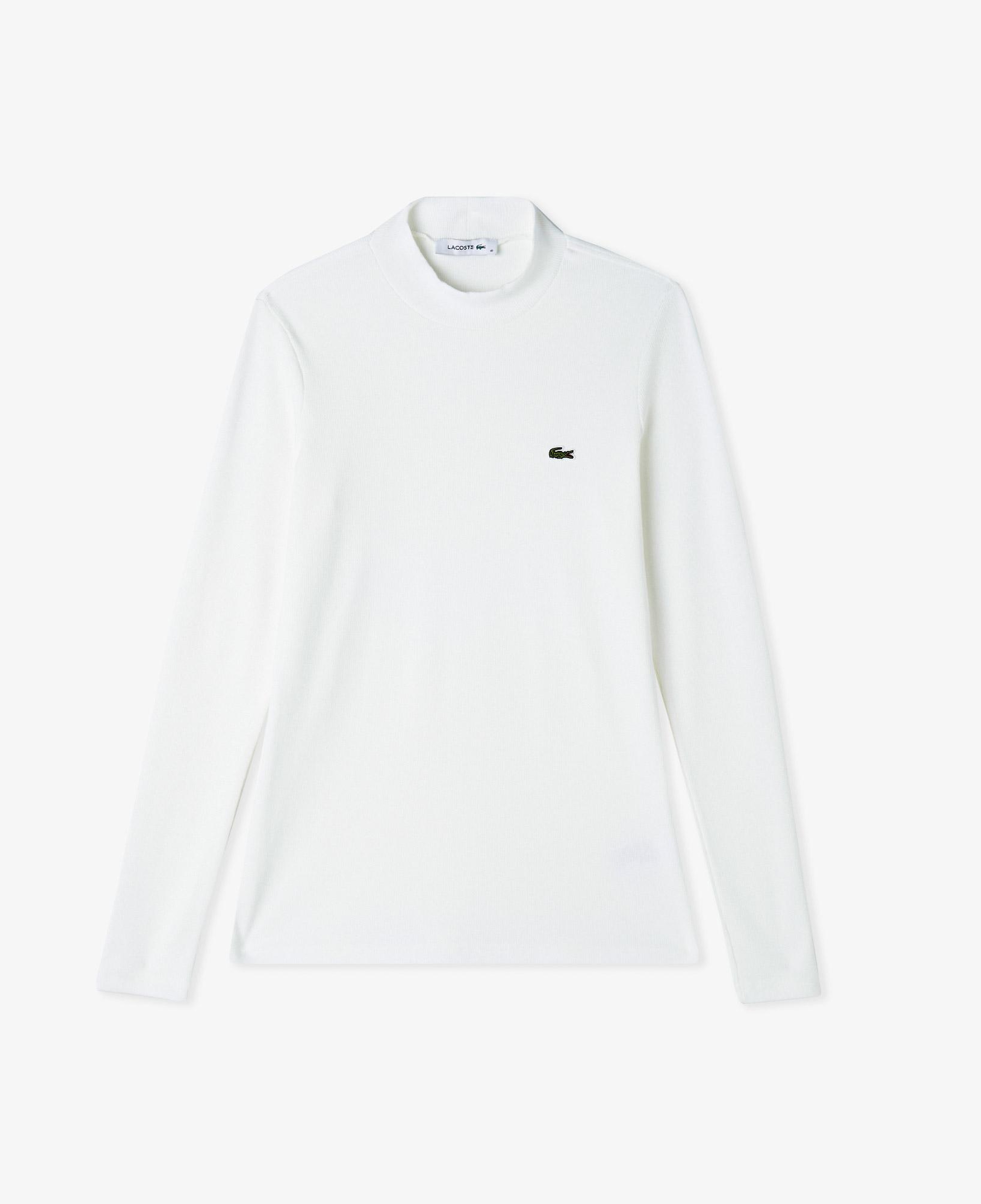 Lacoste Kadın Slim Fit Uzun Kollu Bisiklet Yaka Beyaz T-Shirt