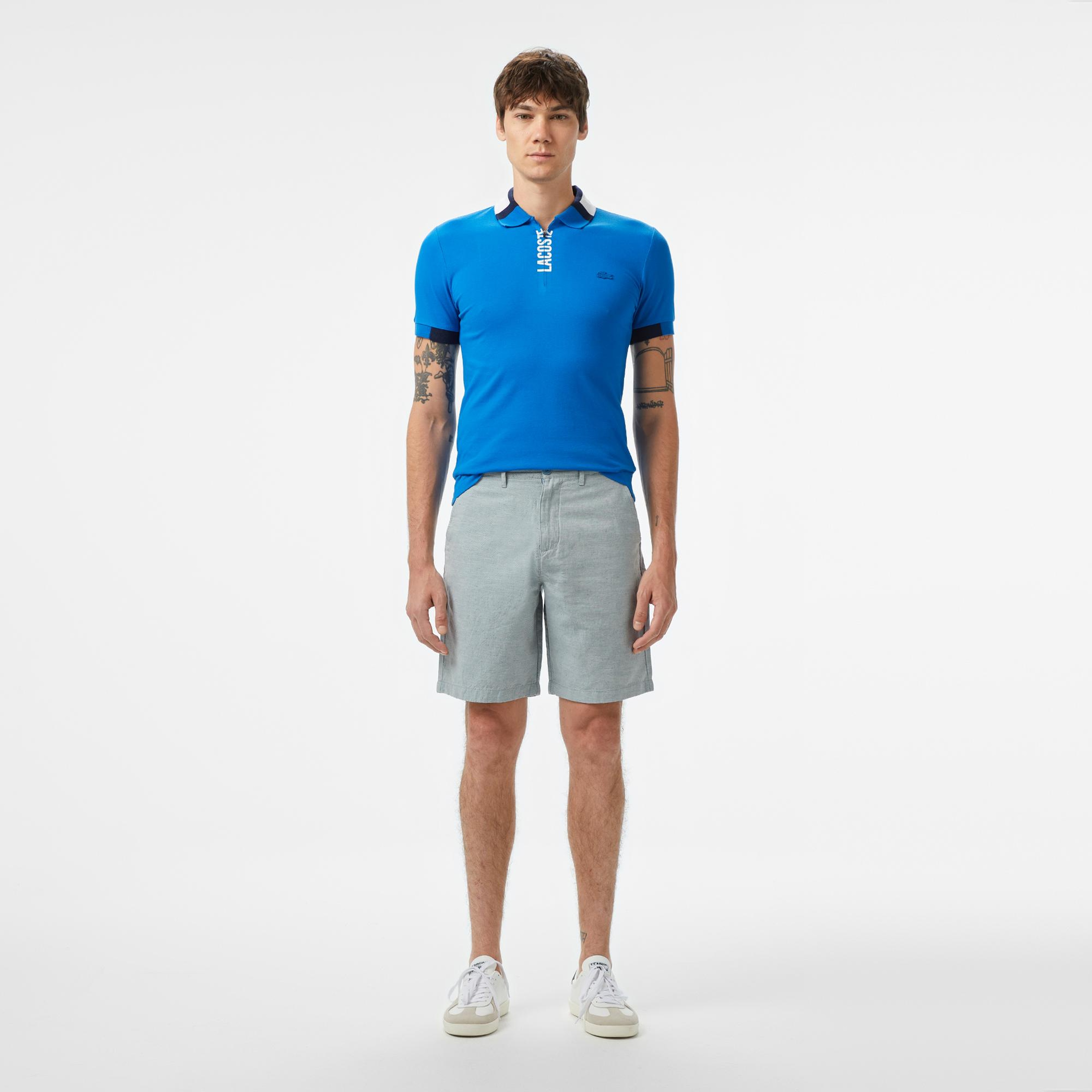 Lacoste Erkek Regular Fit Yarım Fermuarlı Baskılı Mavi Polo