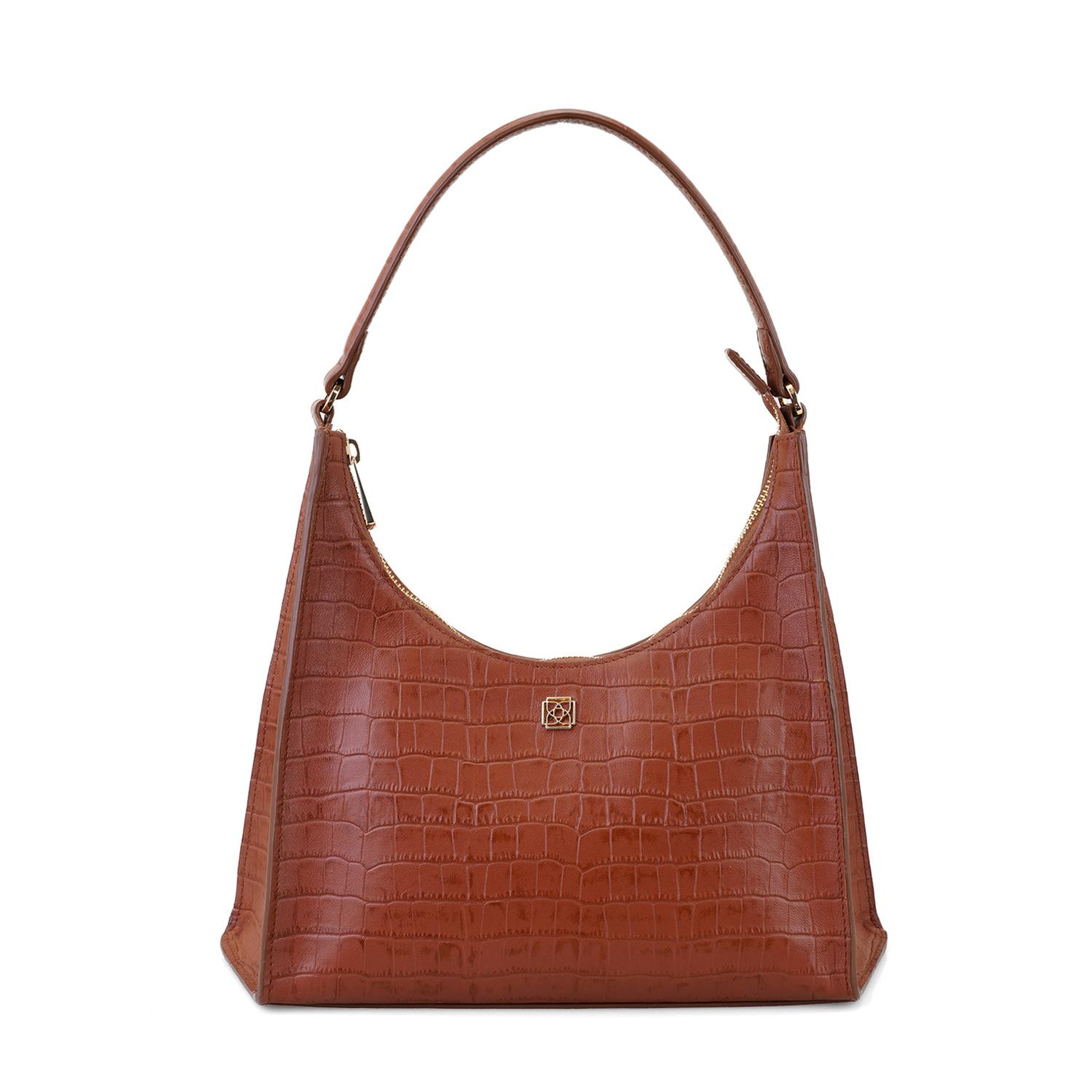 Aspen Kahve Kadın Kroko Baskılı Deri Omuz Çantası