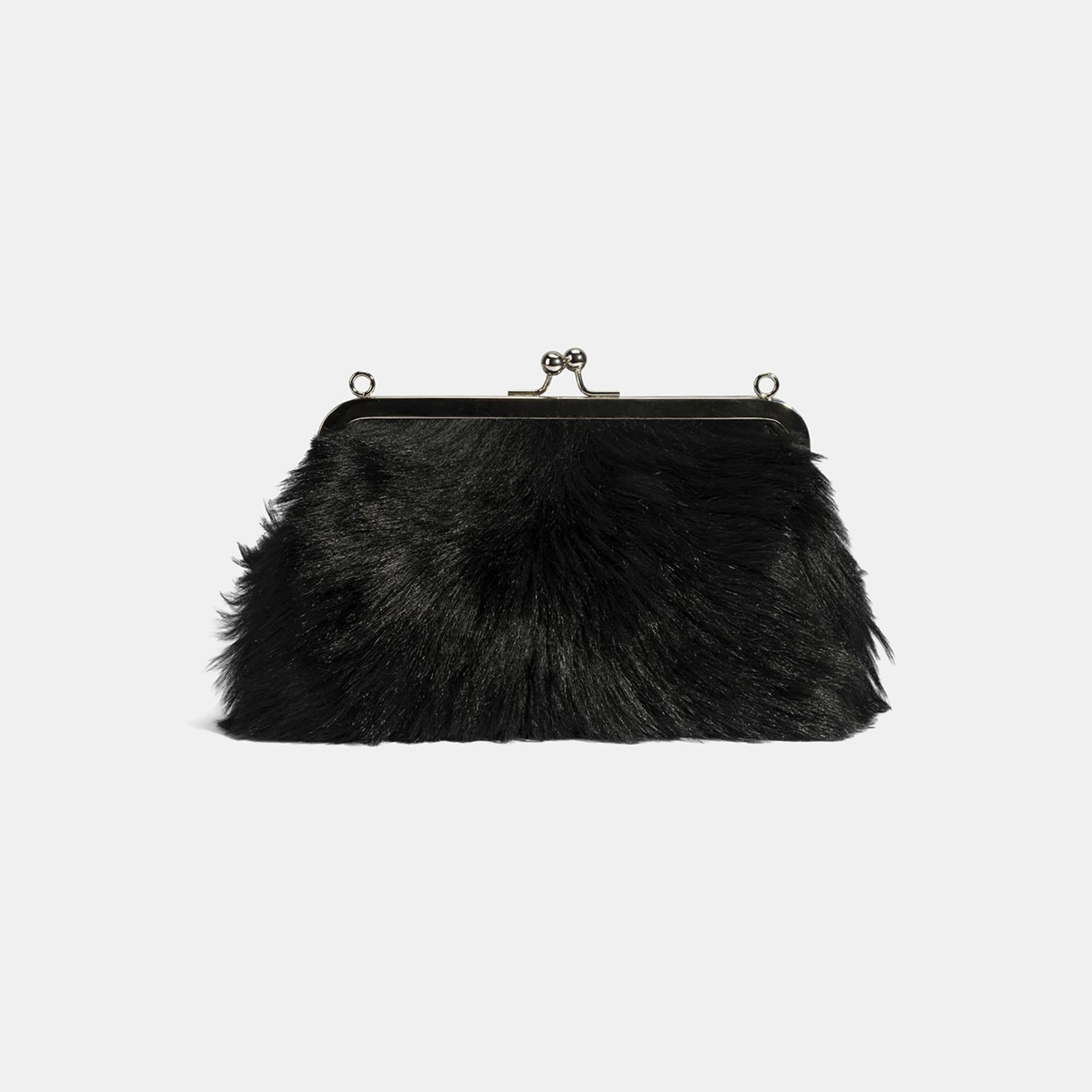 Kadın Siyah Kürklü Zincir Askılı Omuz Çantası