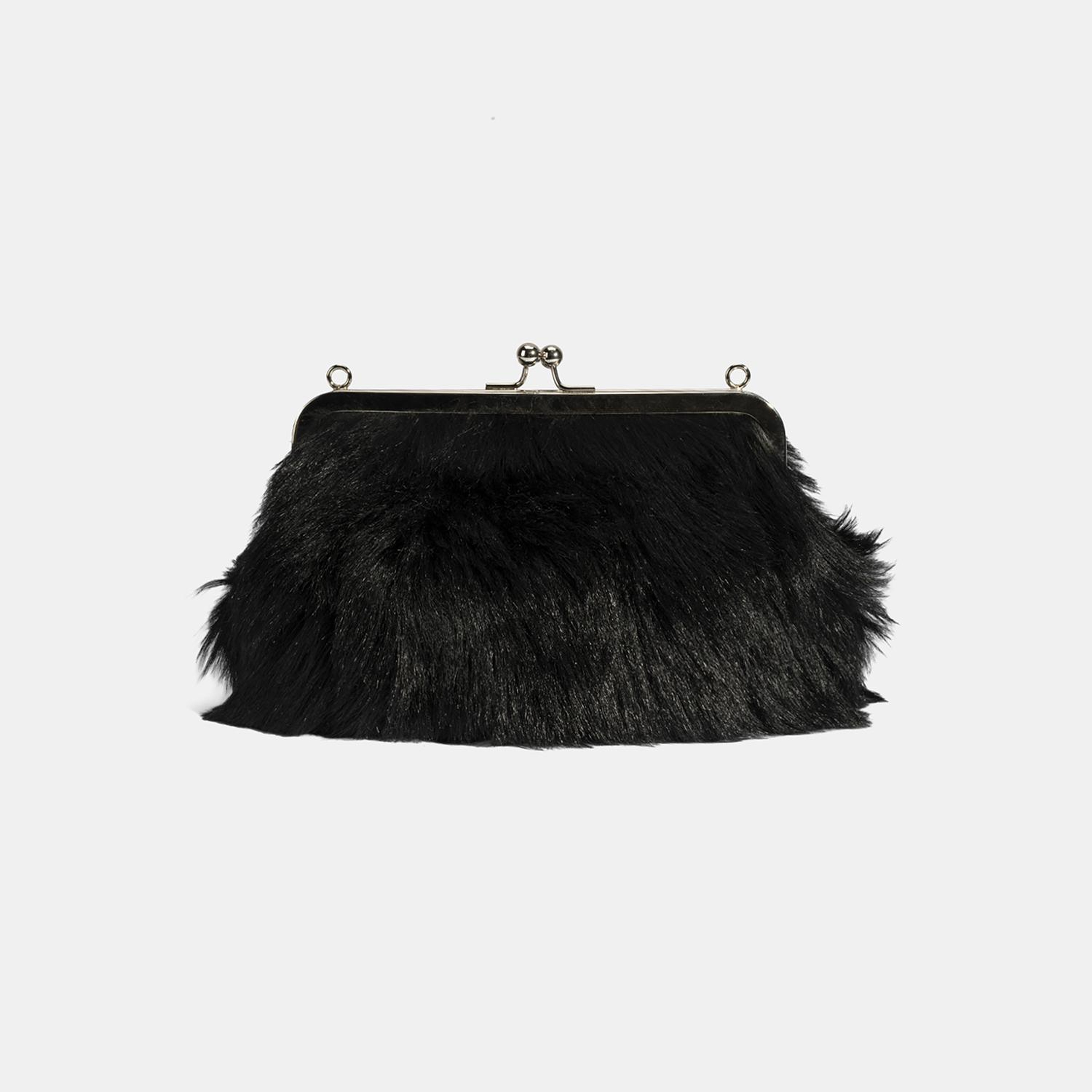 Kadın Siyah Kürklü Zincir Askılı Omuz Çantası