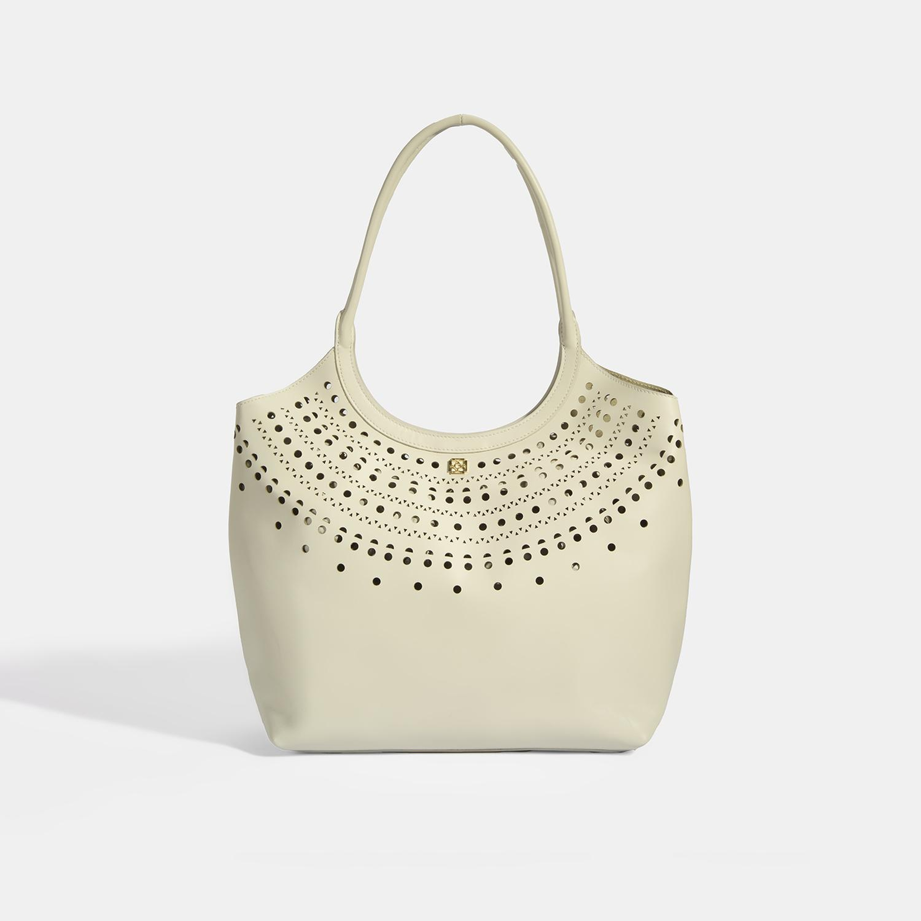 Kadın Beyaz Perforeli Deri Omuz Çantası