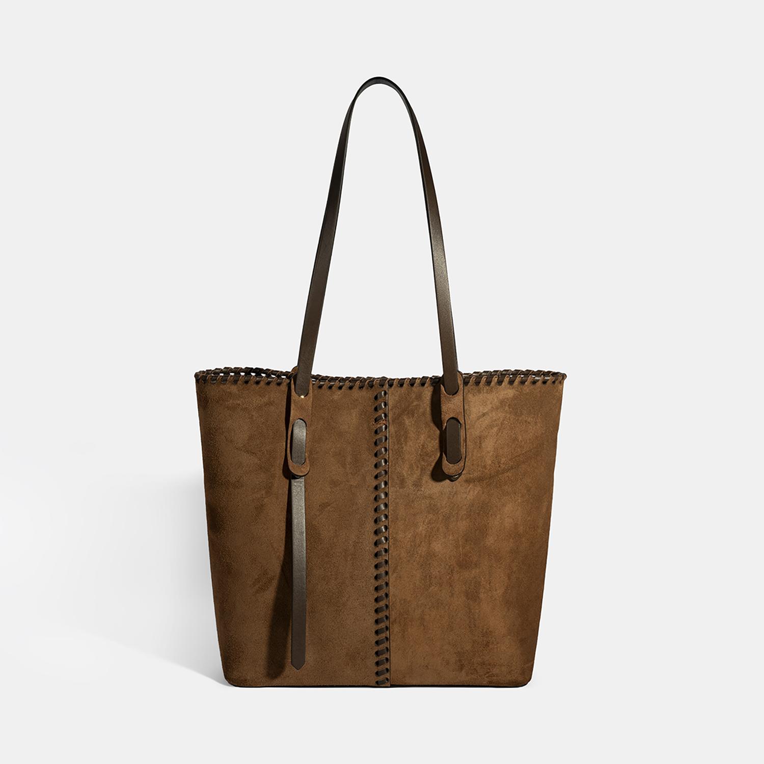 Kadın Taba Süet Deri Omuz Çantası