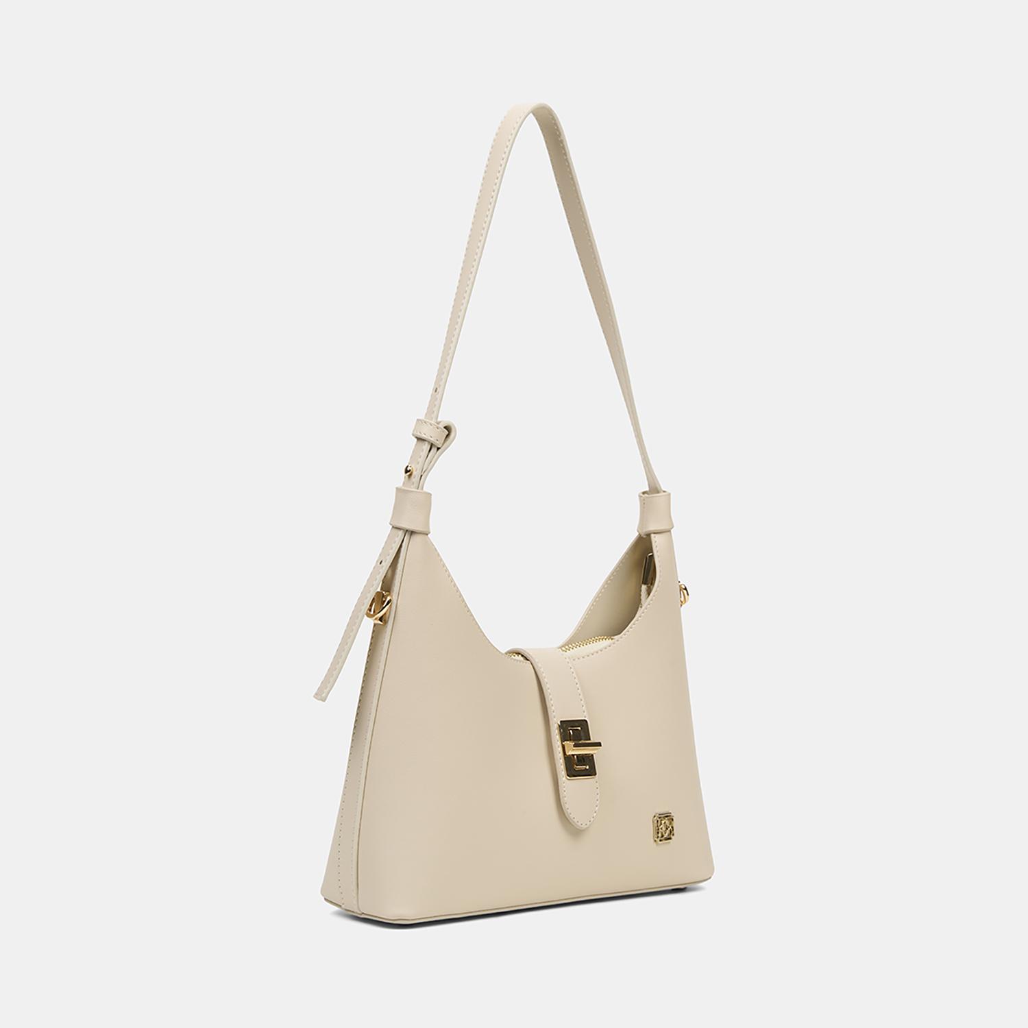 Kadın Ekru Gold Kilit Detaylı Omuz Çantası