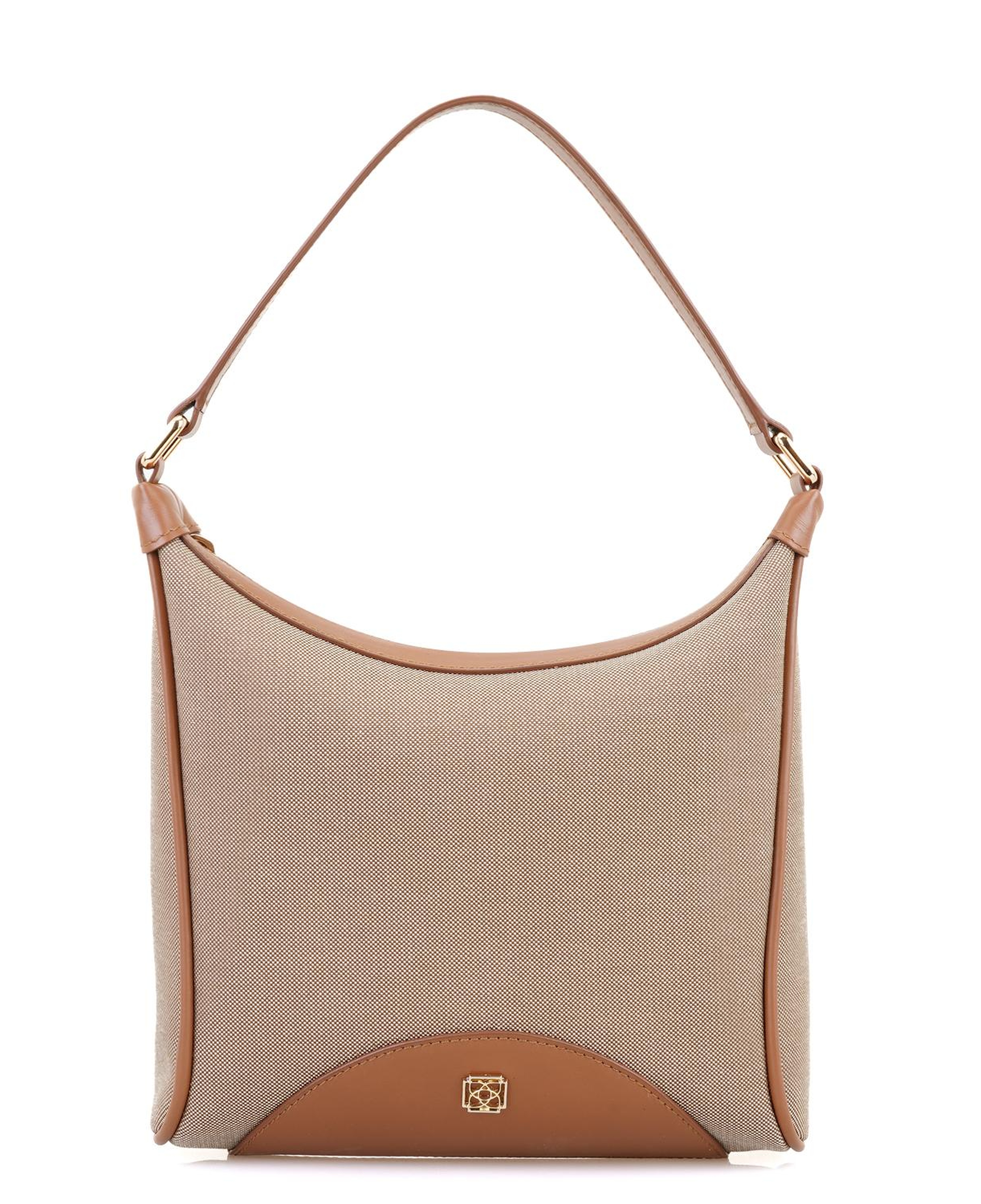 Kadın Ten Deri Biyeli Kanvas Omuz Çantası