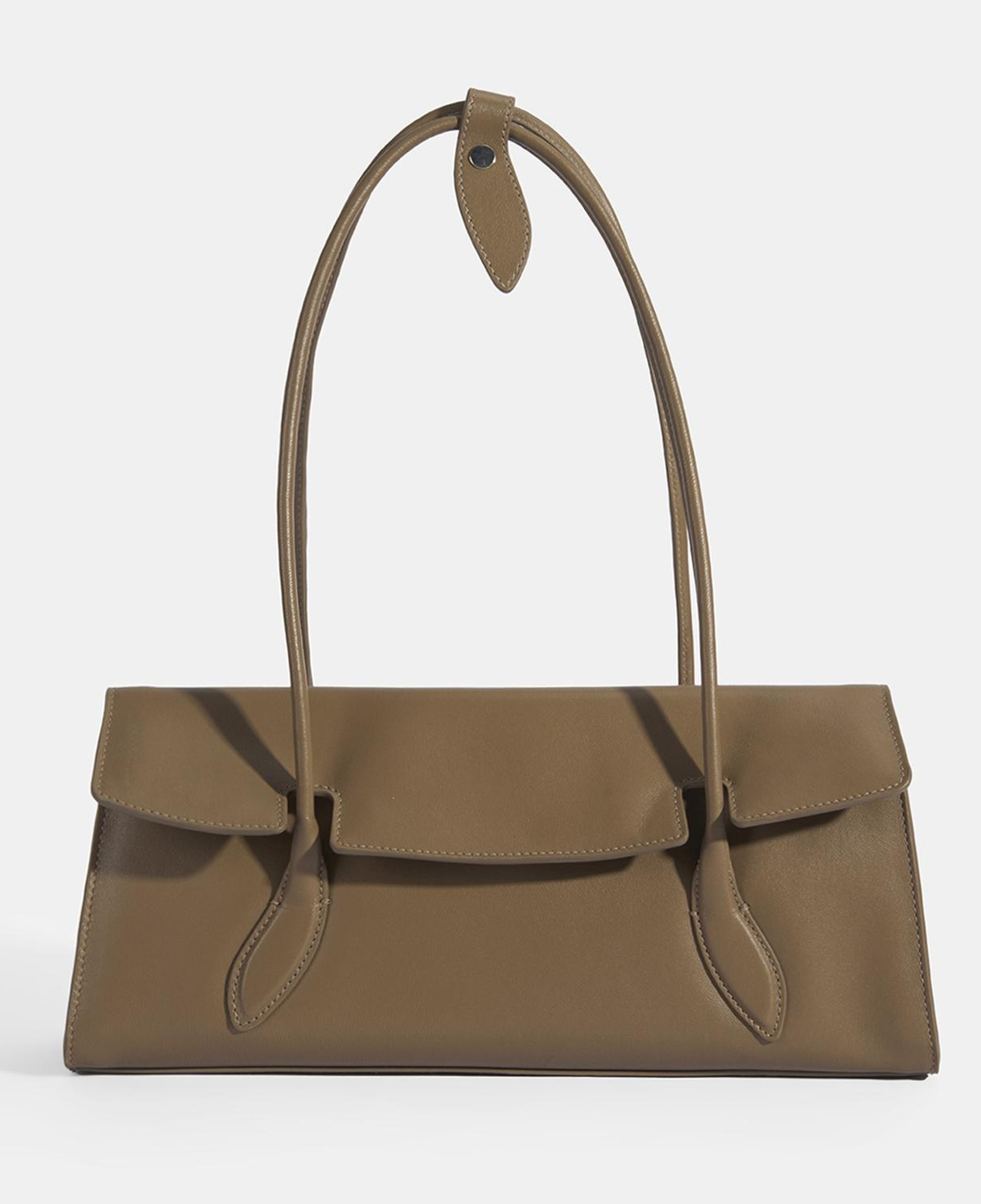 Kadın Kahve Yaprak Detaylı Deri Omuz Çantası