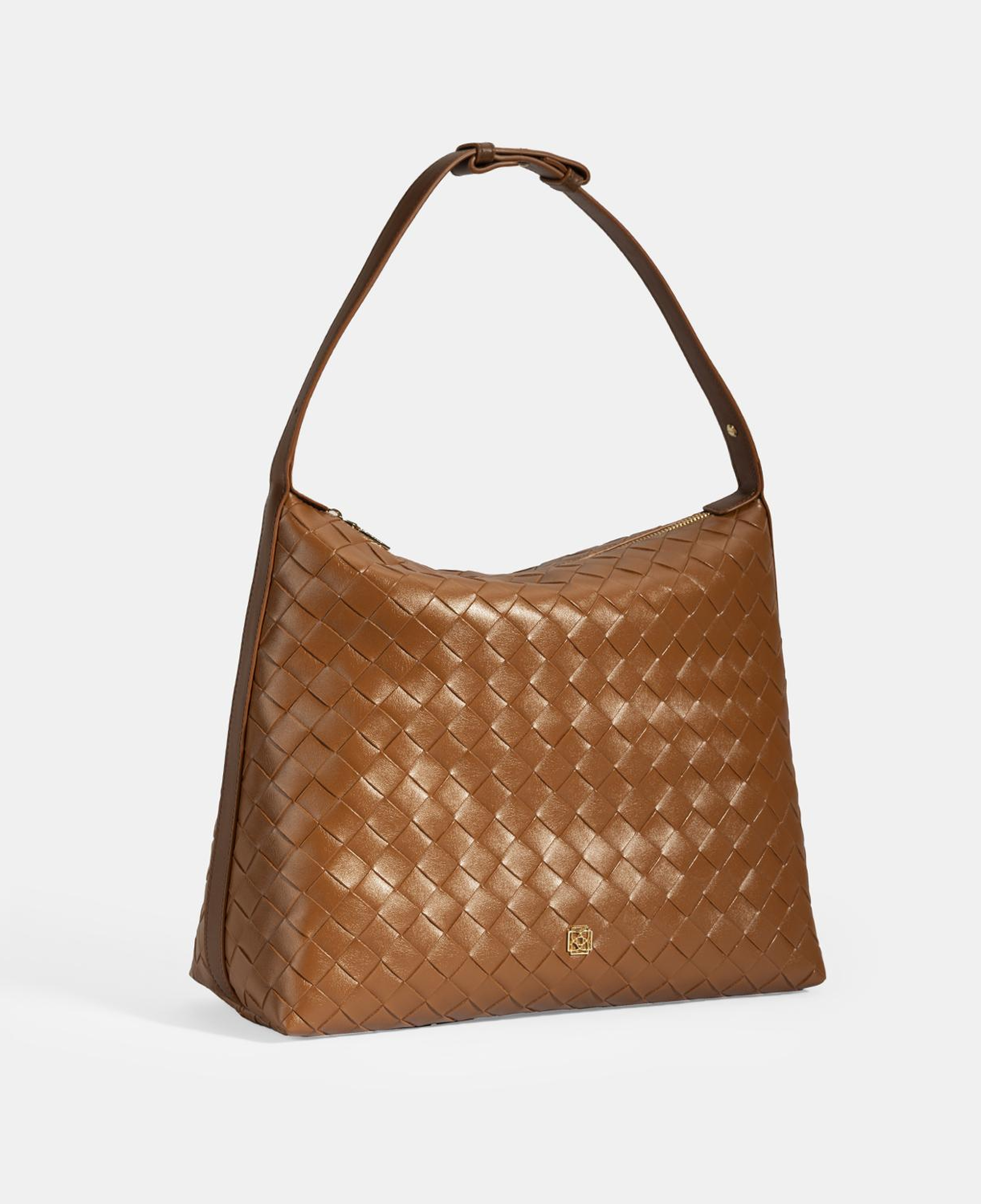 Kadın Taba Örgü Baskılı Omuz Çantası