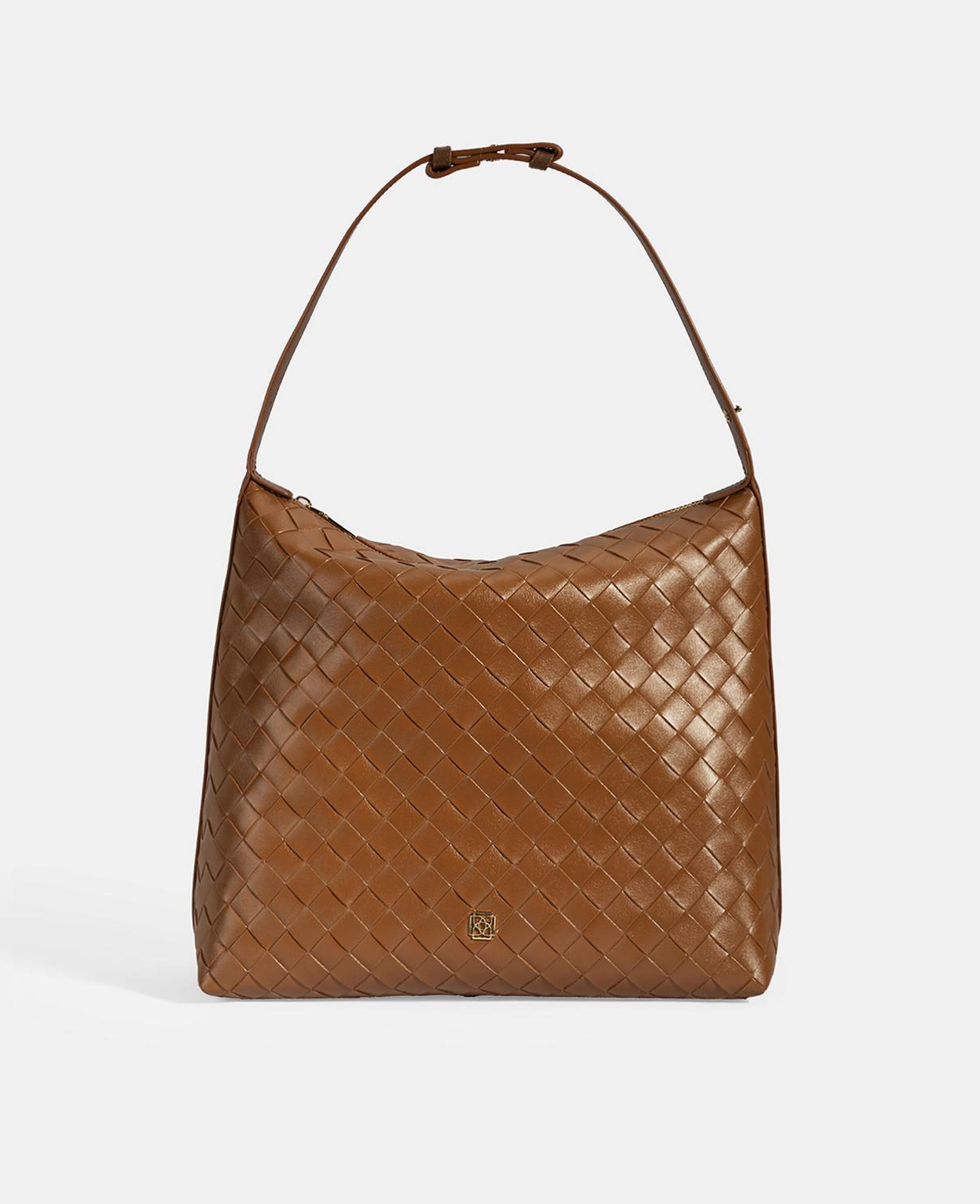 Kadın Taba Örgü Baskılı Omuz Çantası