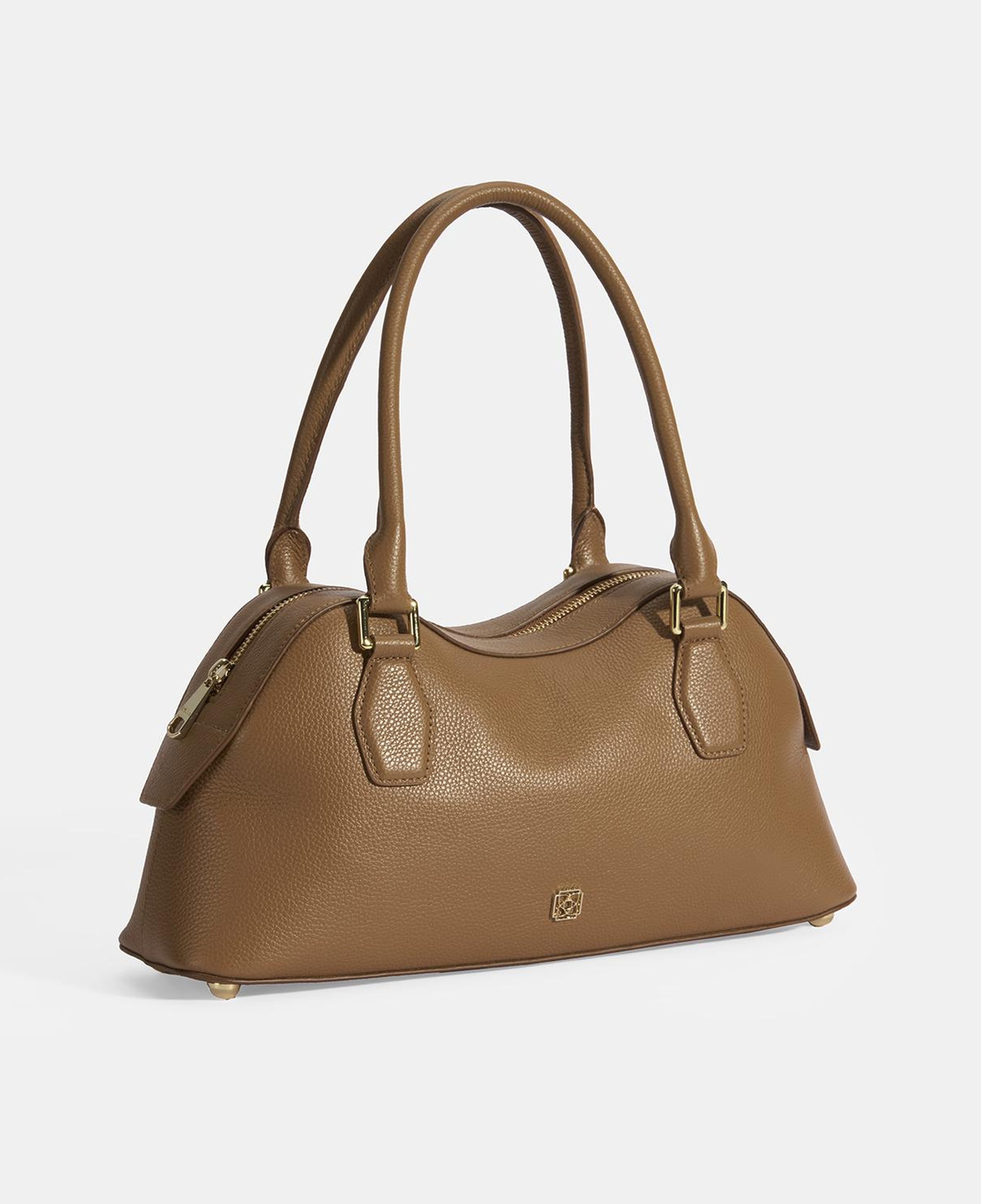 Kadın Taba Deri Çanta Aksesuarlı Büyük Omuz Çantası