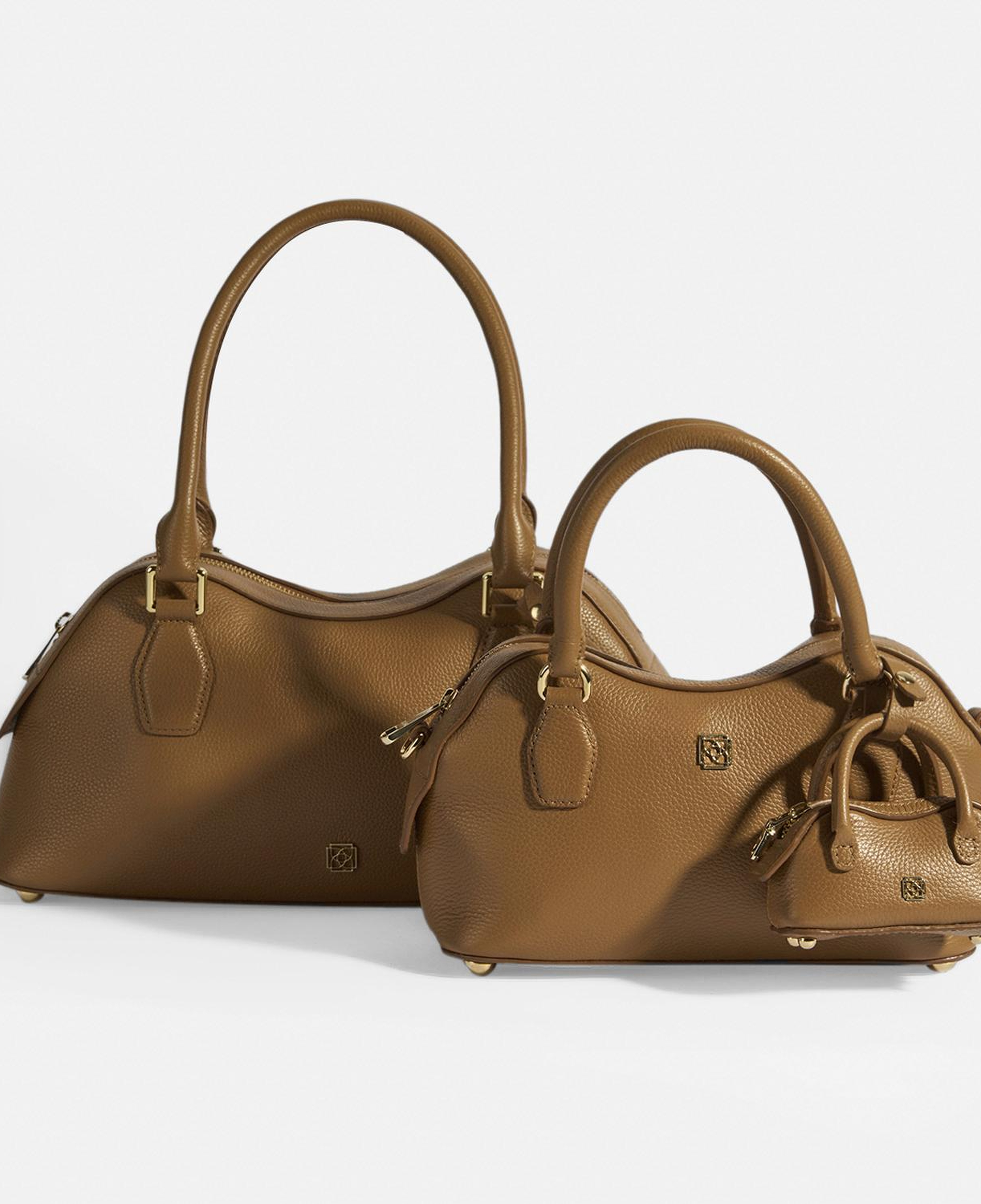 Kadın Taba Deri Çanta Aksesuarlı Büyük Omuz Çantası