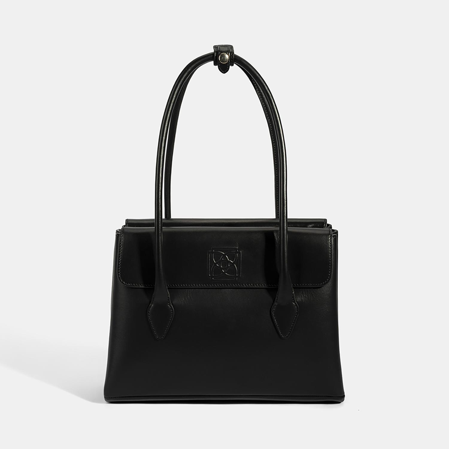 DESA Kadın Siyah Monogram Baskılı Deri Omuz Çantası