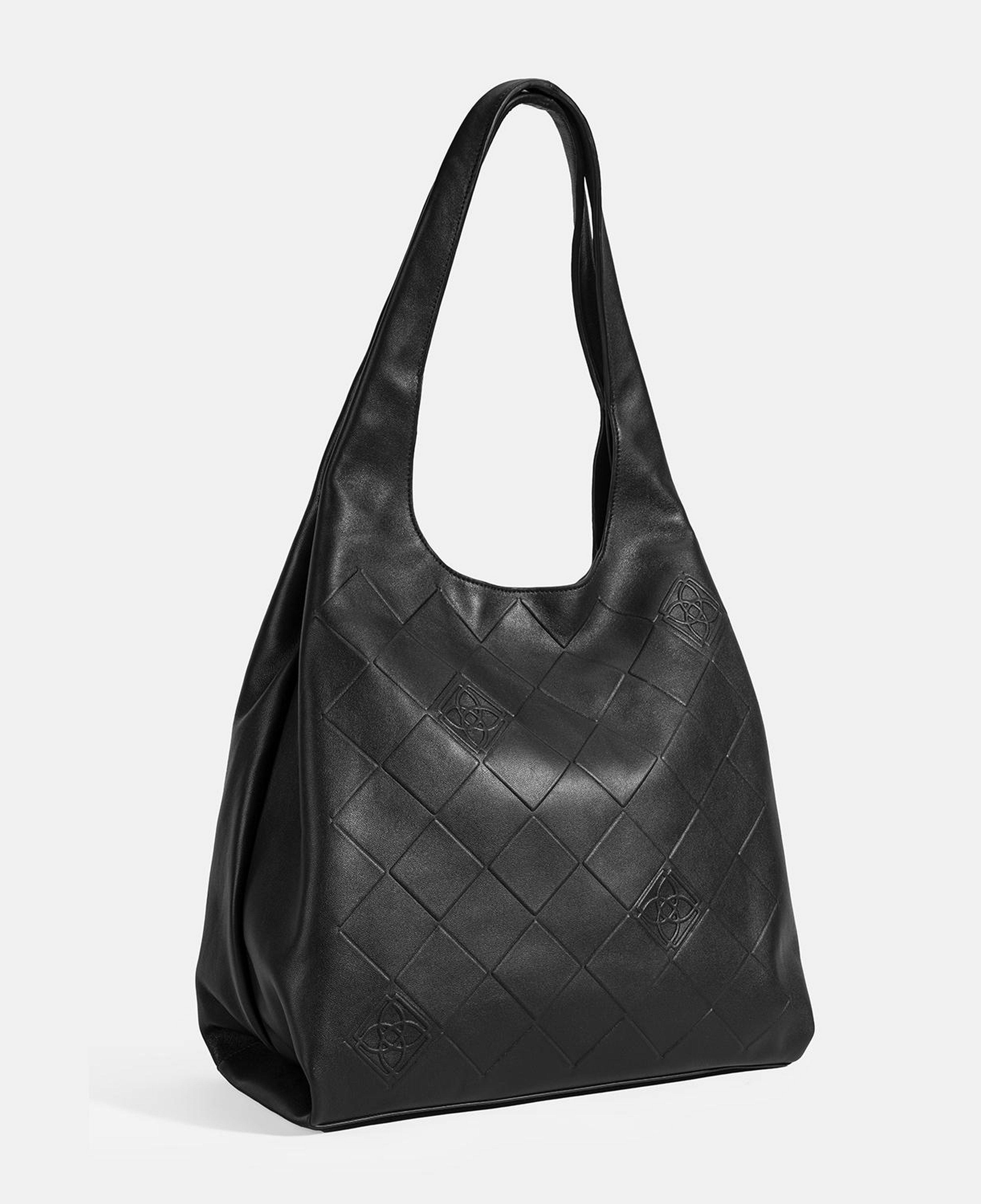 Kadın Siyah Monogram Baskılı Deri Omuz Çantası