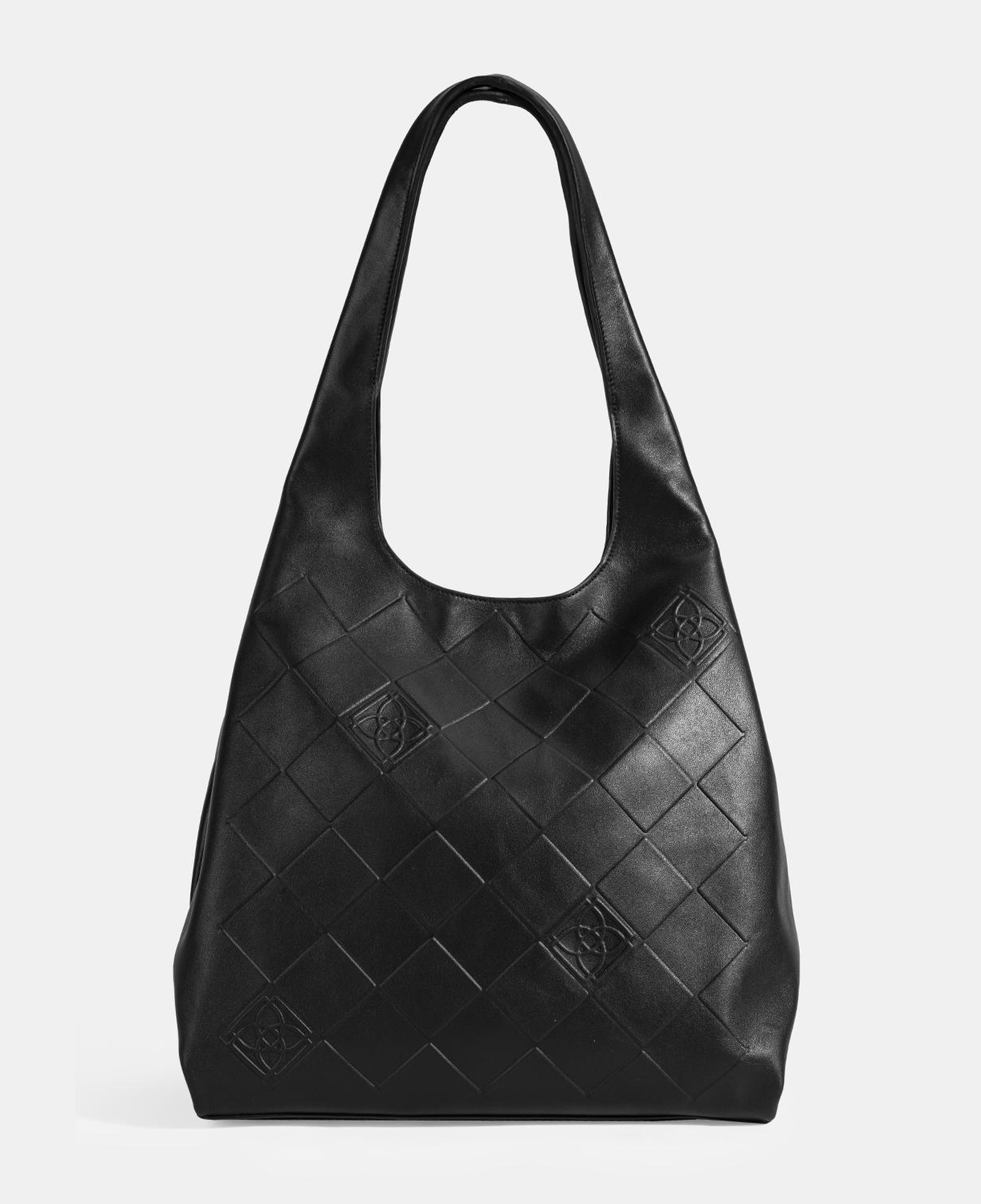 Kadın Siyah Monogram Baskılı Deri Omuz Çantası